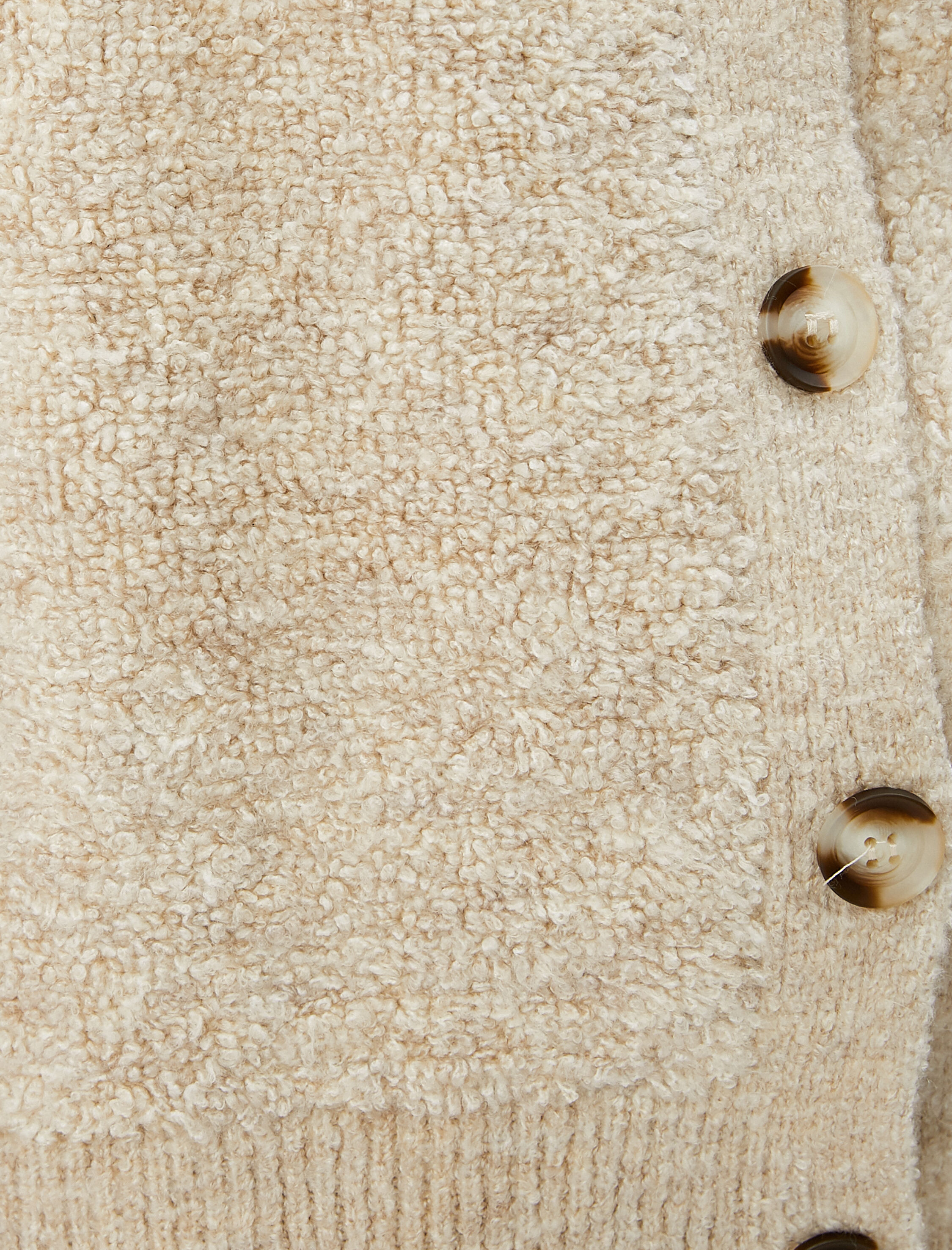   Peluş Hırka V Yaka Uzun Kollu Düğmeli