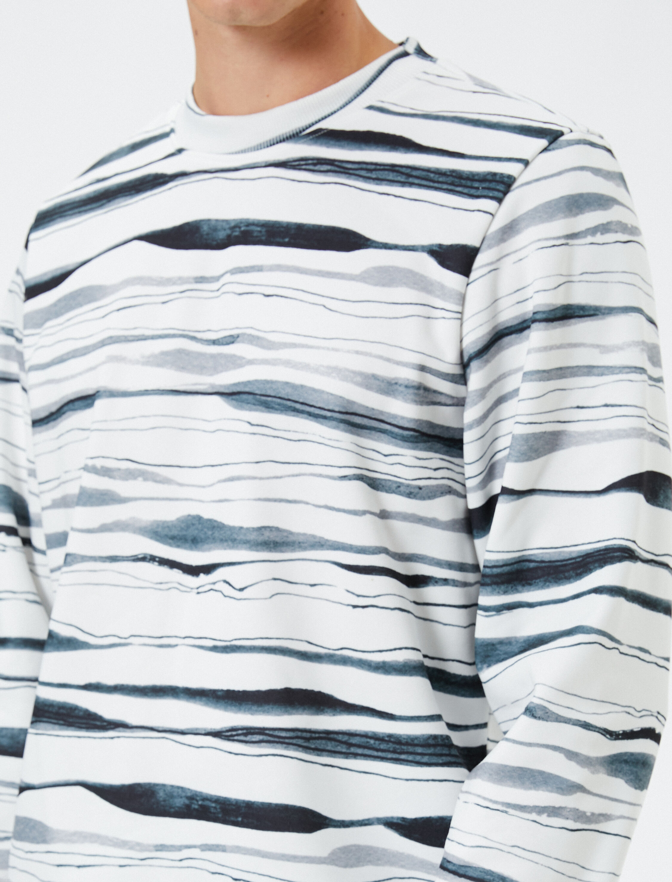   Bisiklet Yaka Sweatshirt Baskılı Uzun Kollu Şardonlu