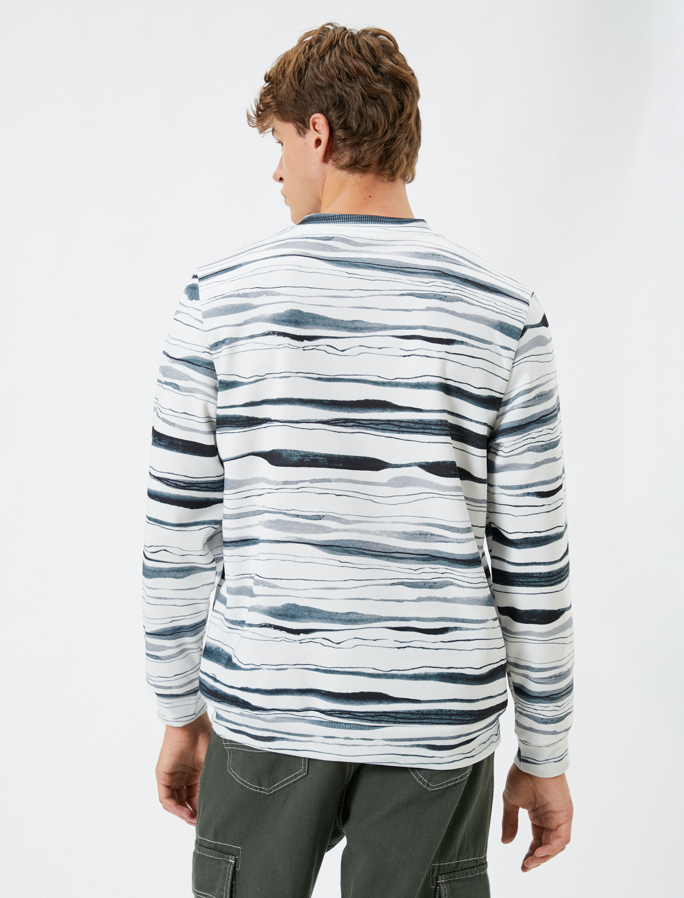   Bisiklet Yaka Sweatshirt Baskılı Uzun Kollu Şardonlu