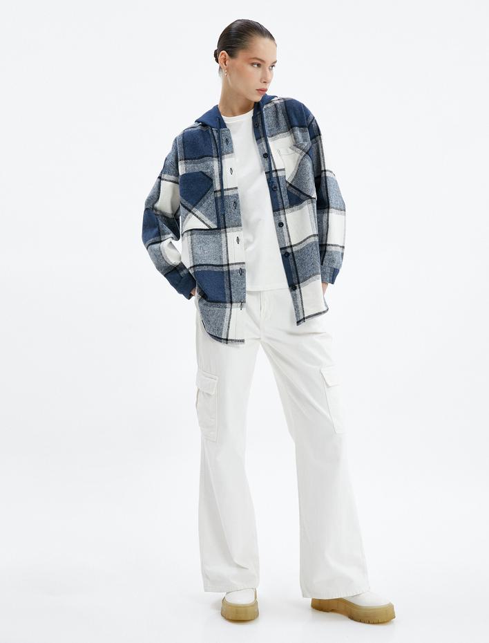  Oduncu Gömlek Ceket Oversize Kapüşonlu Cepli Çift Kumaş