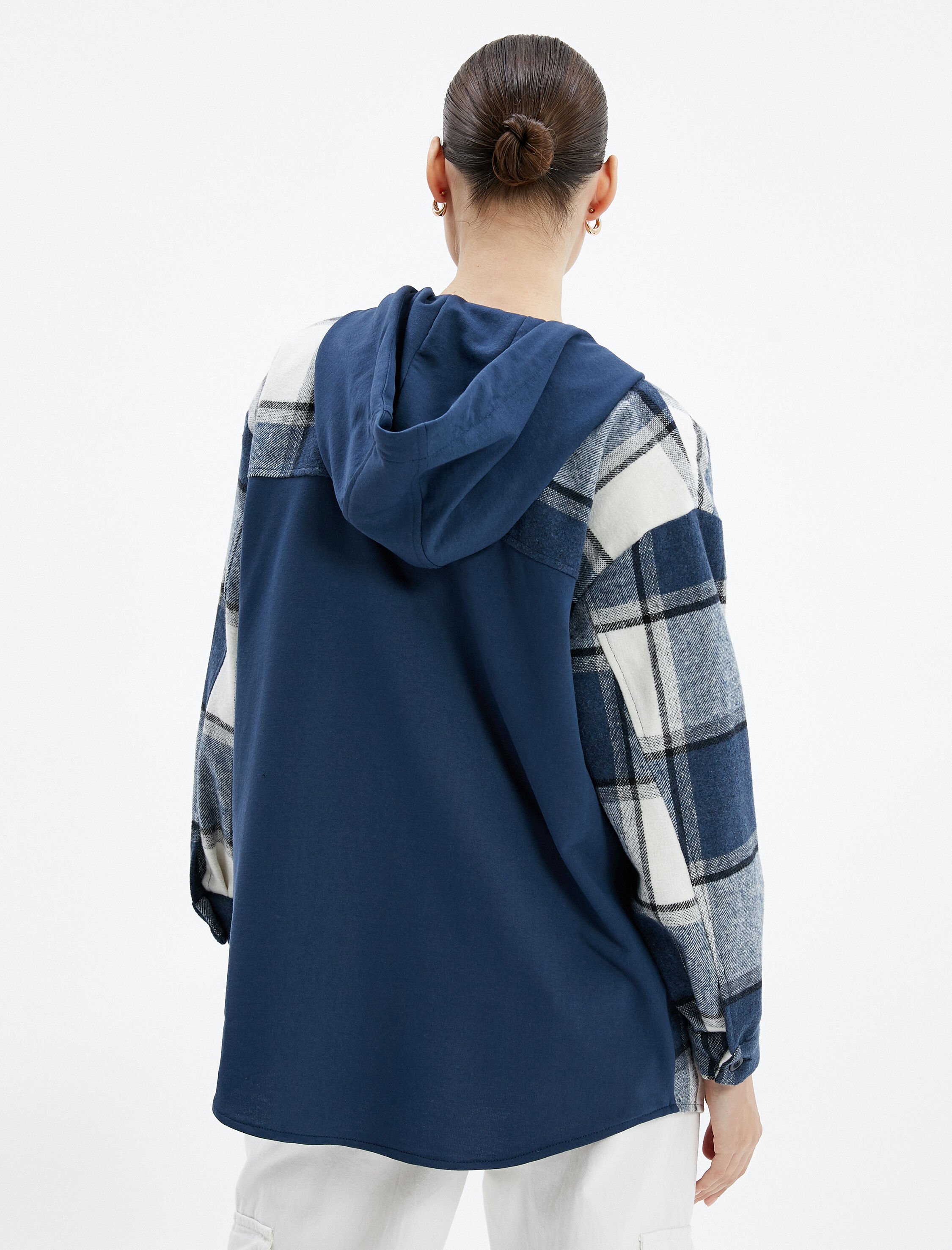   Oduncu Gömlek Ceket Oversize Kapüşonlu Cepli Çift Kumaş