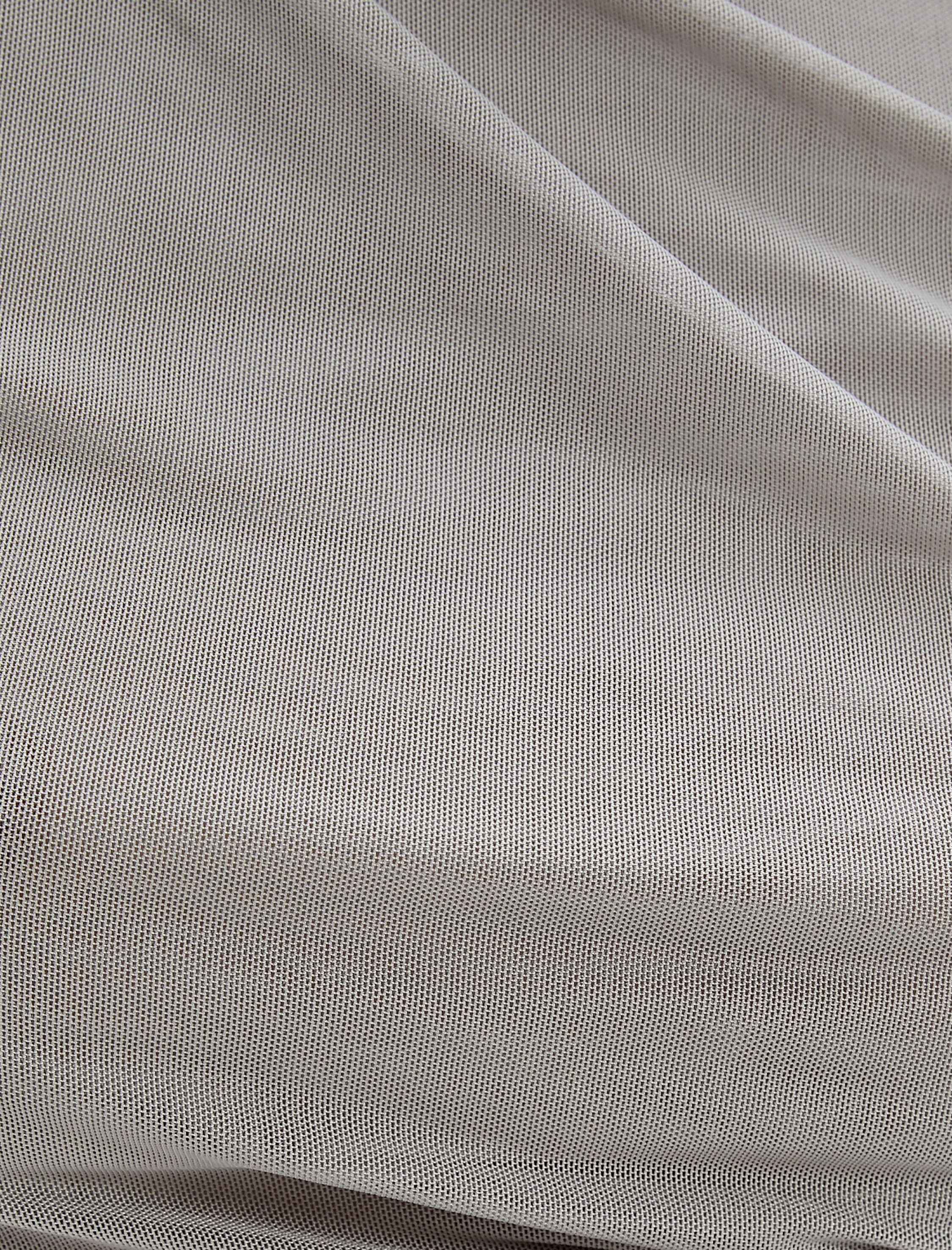   Tül Bluz Astarlı Uzun Kollu Büzgülü Dik Yaka