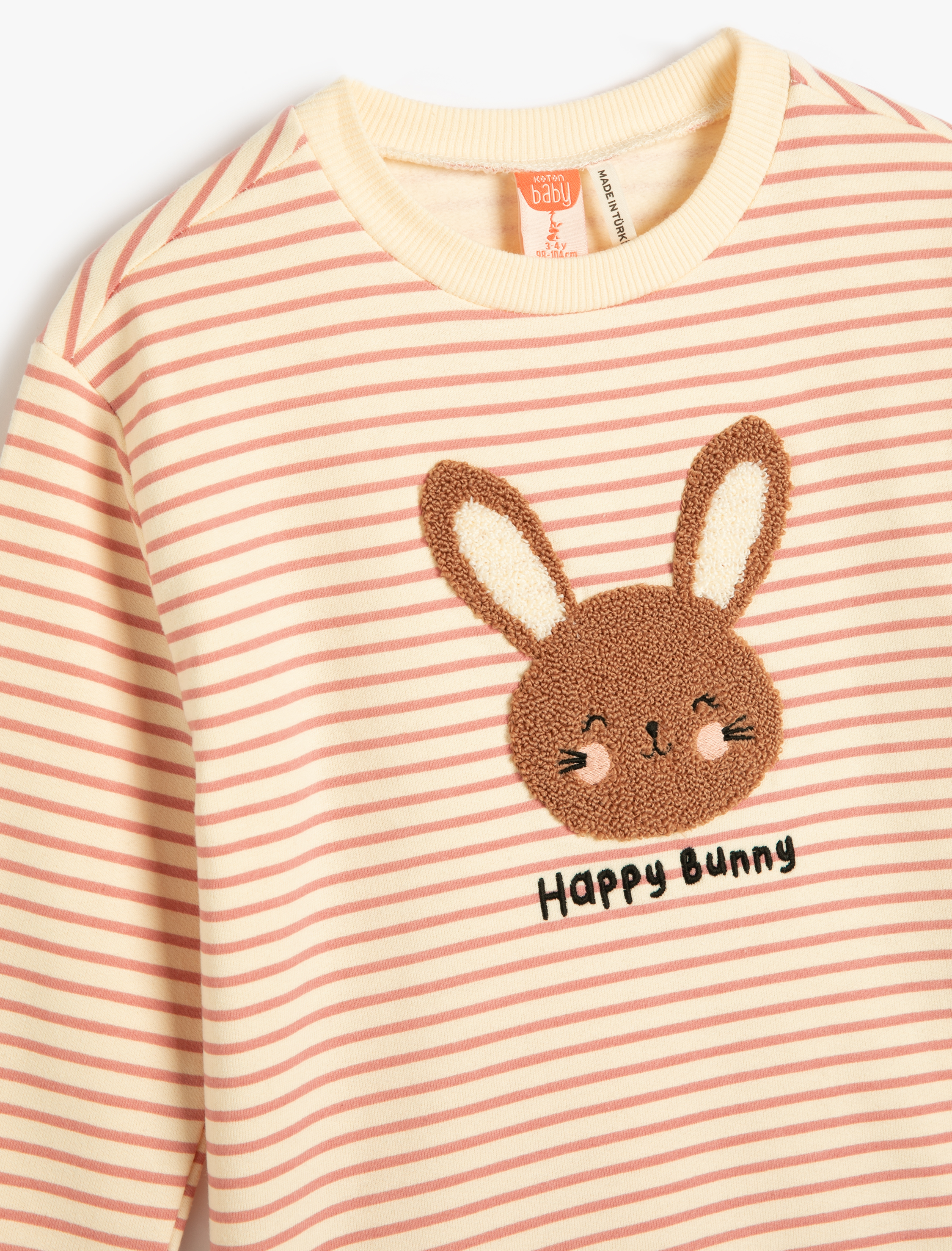  Kız Bebek Sweatshirt Aplike Detaylı Uzun Kollu Bisiklet Yaka Şardonlu Pamuklu