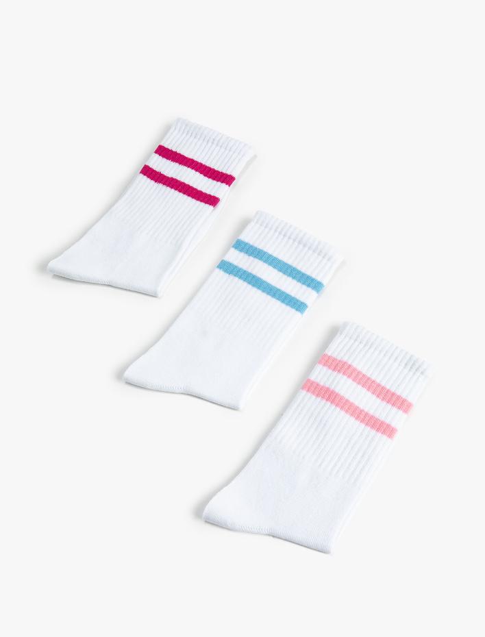 Kadın Çizgili 3'lü Soket Çorap Seti Çok Renkli