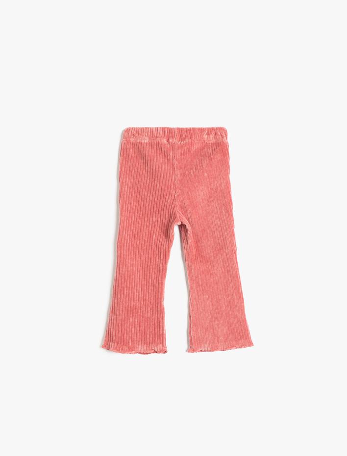 Kız Bebek Basic Kadife Tayt İspanyol Paça Beli Lastikli