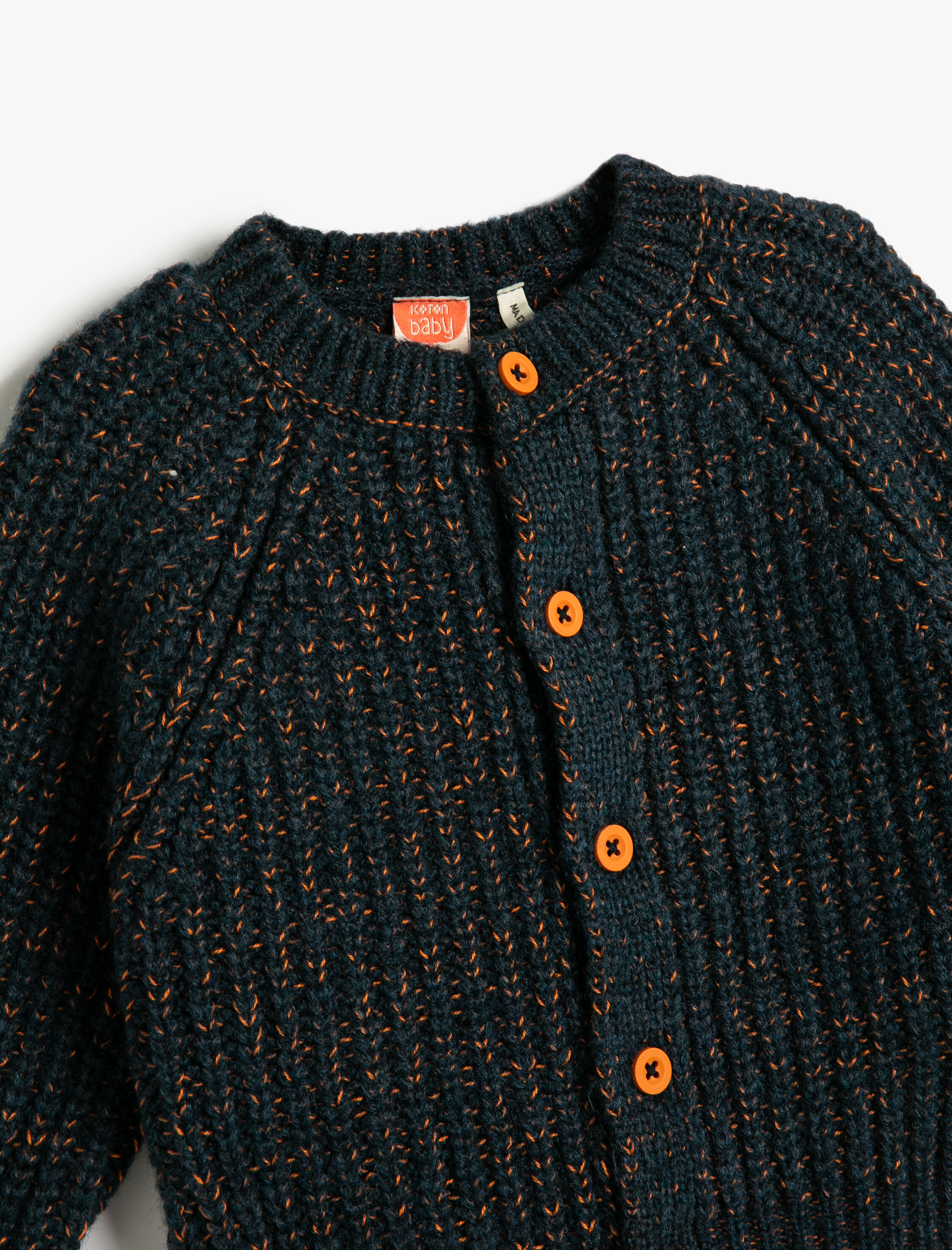 Erkek Bebek Örgü Hırka Bisiklet Yaka Düğme Kapamalı