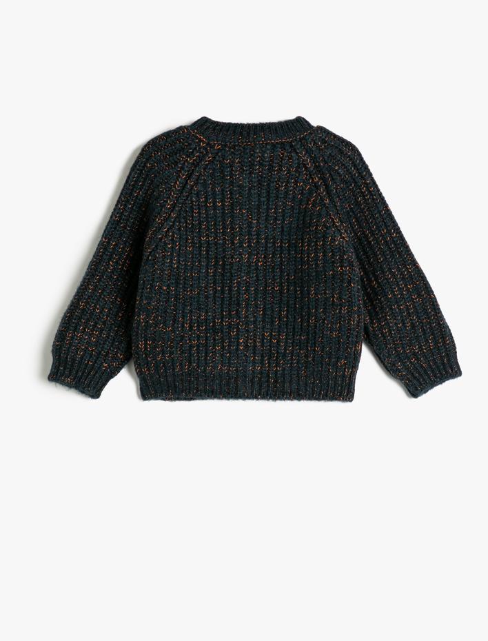 Erkek Bebek Örgü Hırka Bisiklet Yaka Düğme Kapamalı