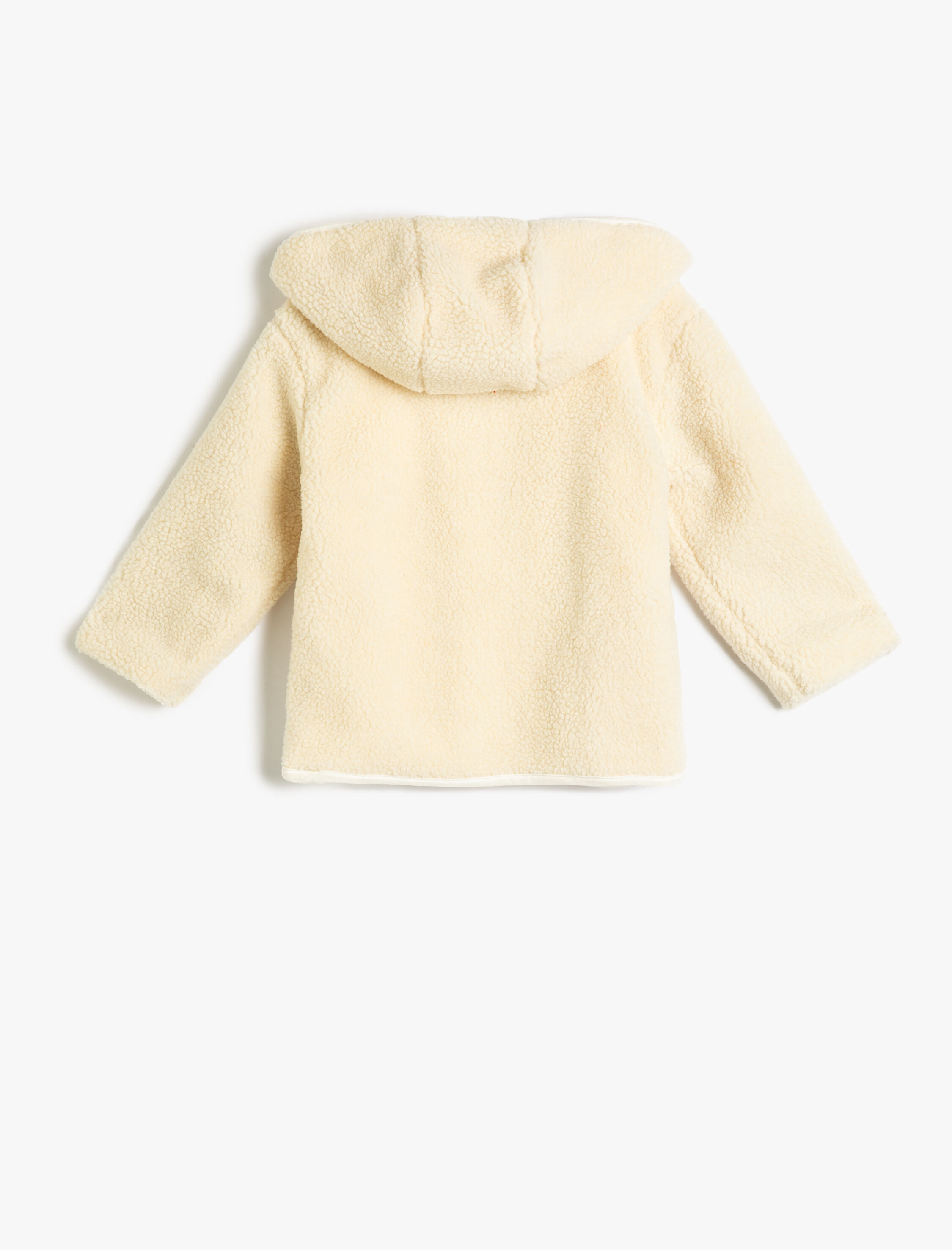  Kız Bebek Basic Peluş Ceket Kapşonlu Uzun Kollu Fermuarlı