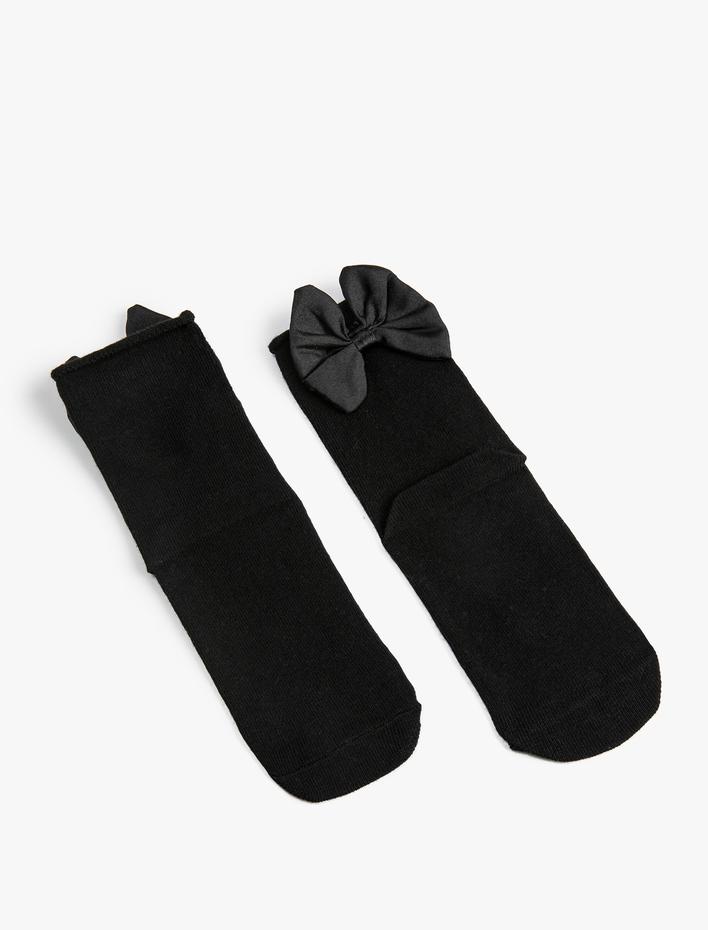 Kız Çocuk Fiyonklu Çorap Pamuk Karışımlı