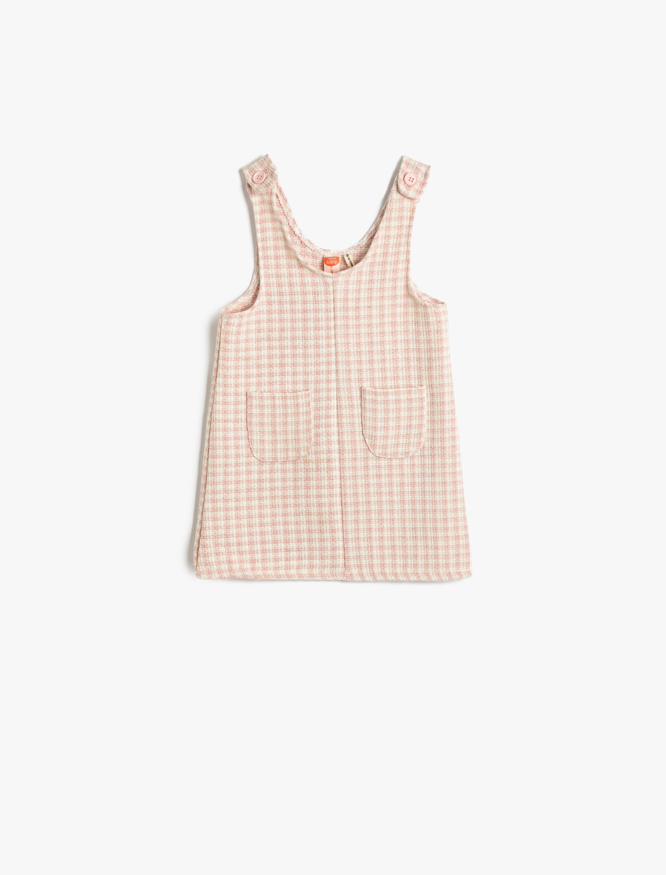  Kız Bebek Tüvit Salopet Elbise Cep Detaylı Düğmeli