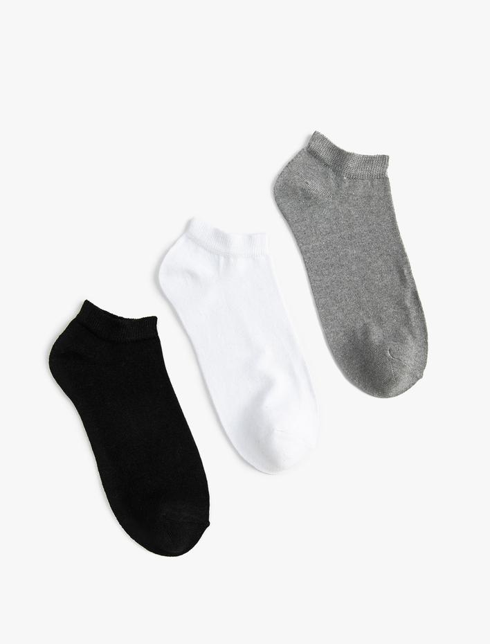 Erkek Basic 3'lü Patik Çorap Seti Çok Renkli