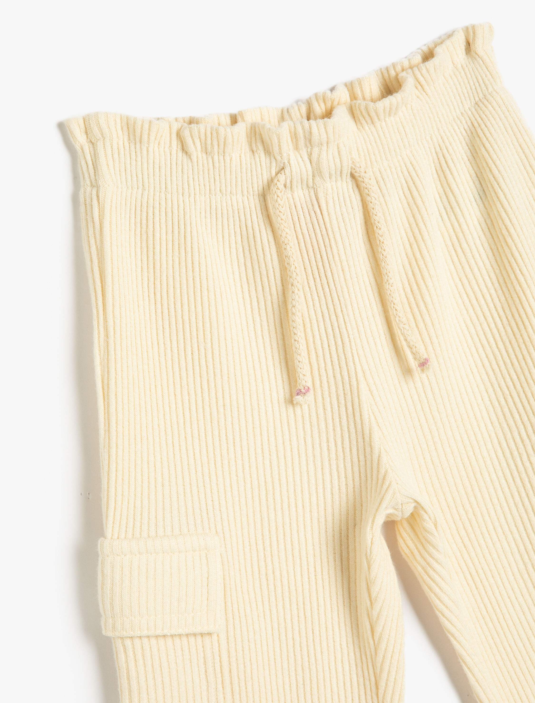  Kız Bebek Eşofman Altı Kargo Cepli Beli Bağlamalı Dokulu Bol Paça