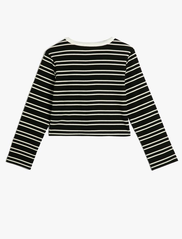 Kız Çocuk Bluz Uzun Kollu Bisiklet Yaka Kalp Pencere Detaylı Kaşkorse