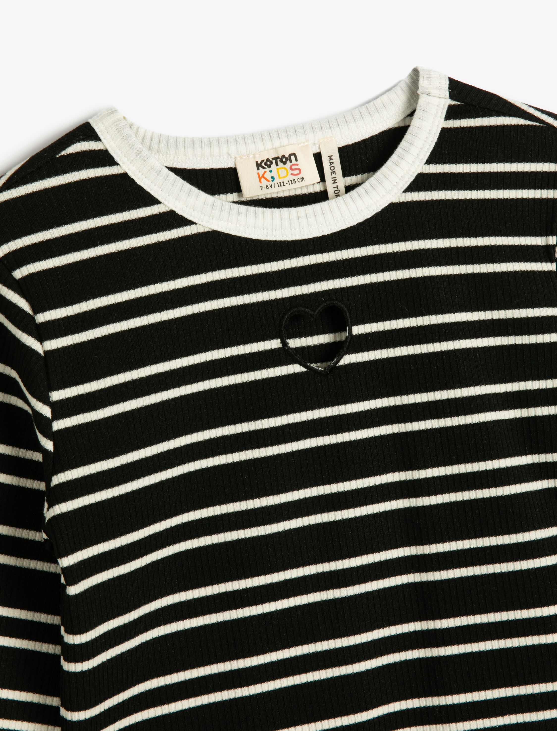  Kız Çocuk Bluz Uzun Kollu Bisiklet Yaka Kalp Pencere Detaylı Kaşkorse