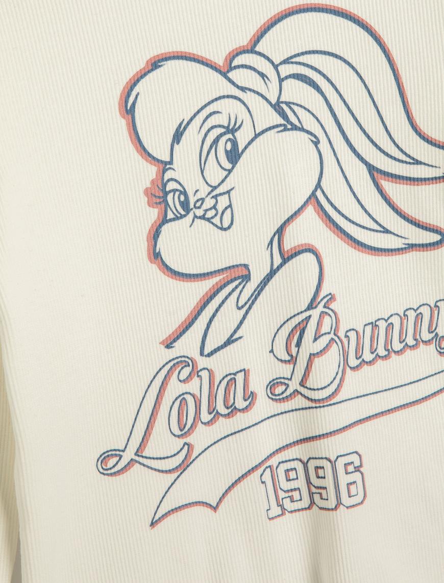  Kız Çocuk Lola Bunny Tişört Lisanslı Uzun Kollu Bisiklet Yaka Baskılı Pamuklu