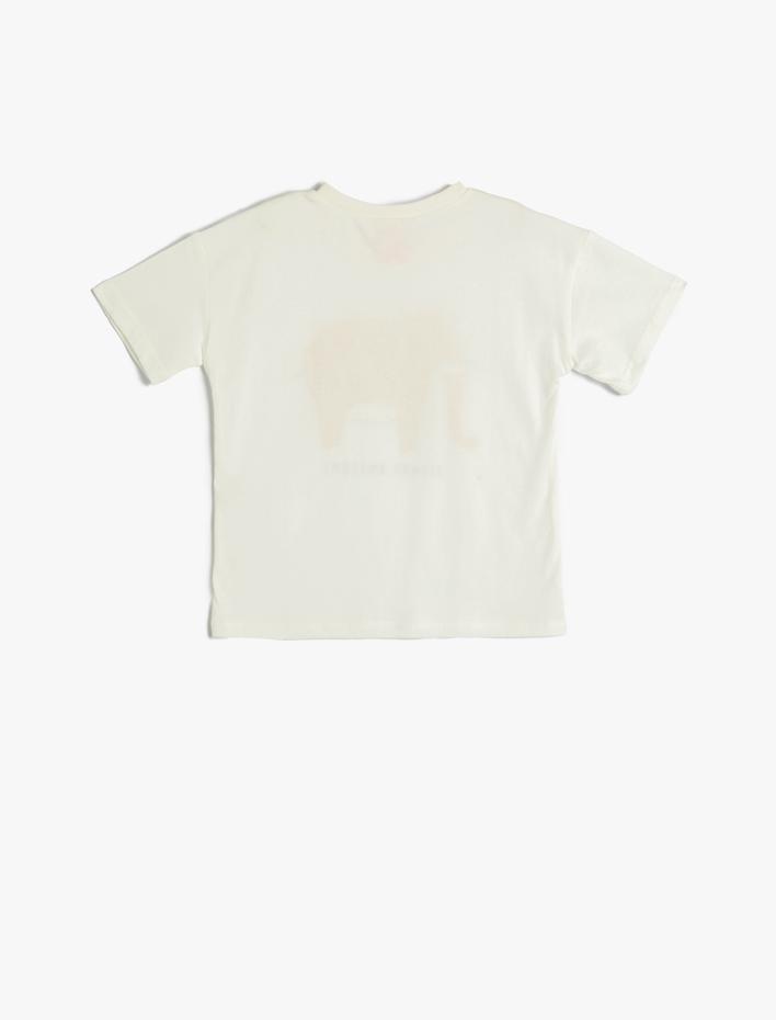 Erkek Bebek Tişört Kısa Kollu Fil Baskılı Bisiklet Yaka Pamuklu