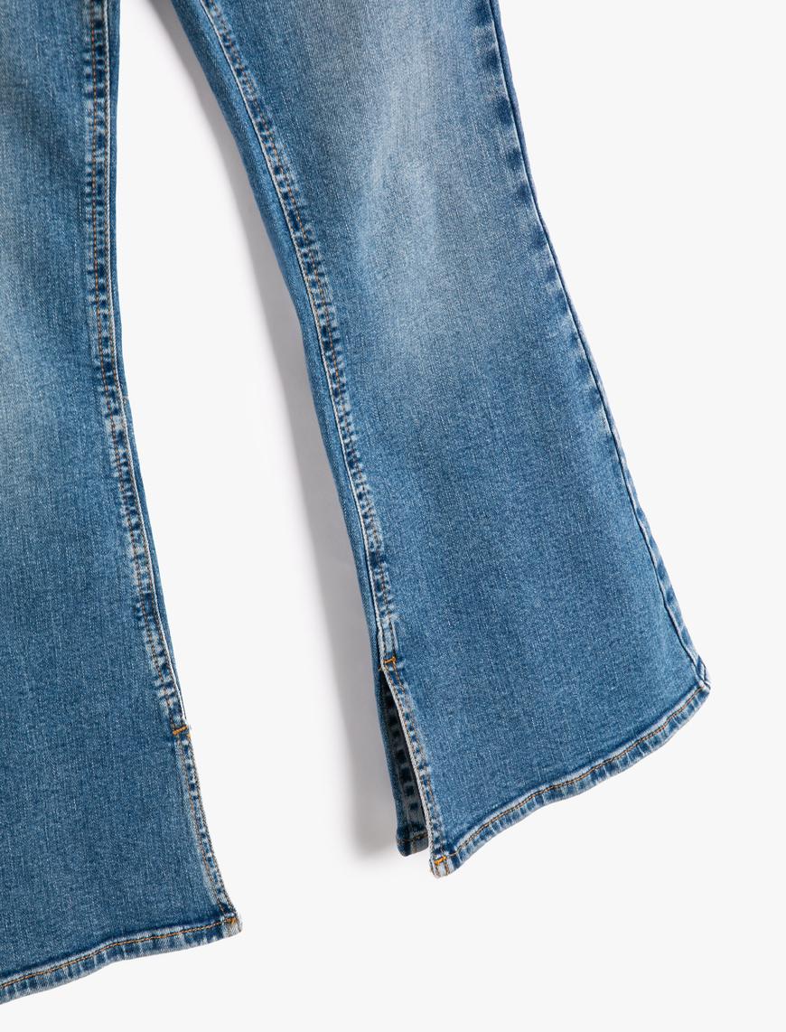  Kız Çocuk Bol Paça Kot Pantolon Pamuklu - Wide Leg Jean