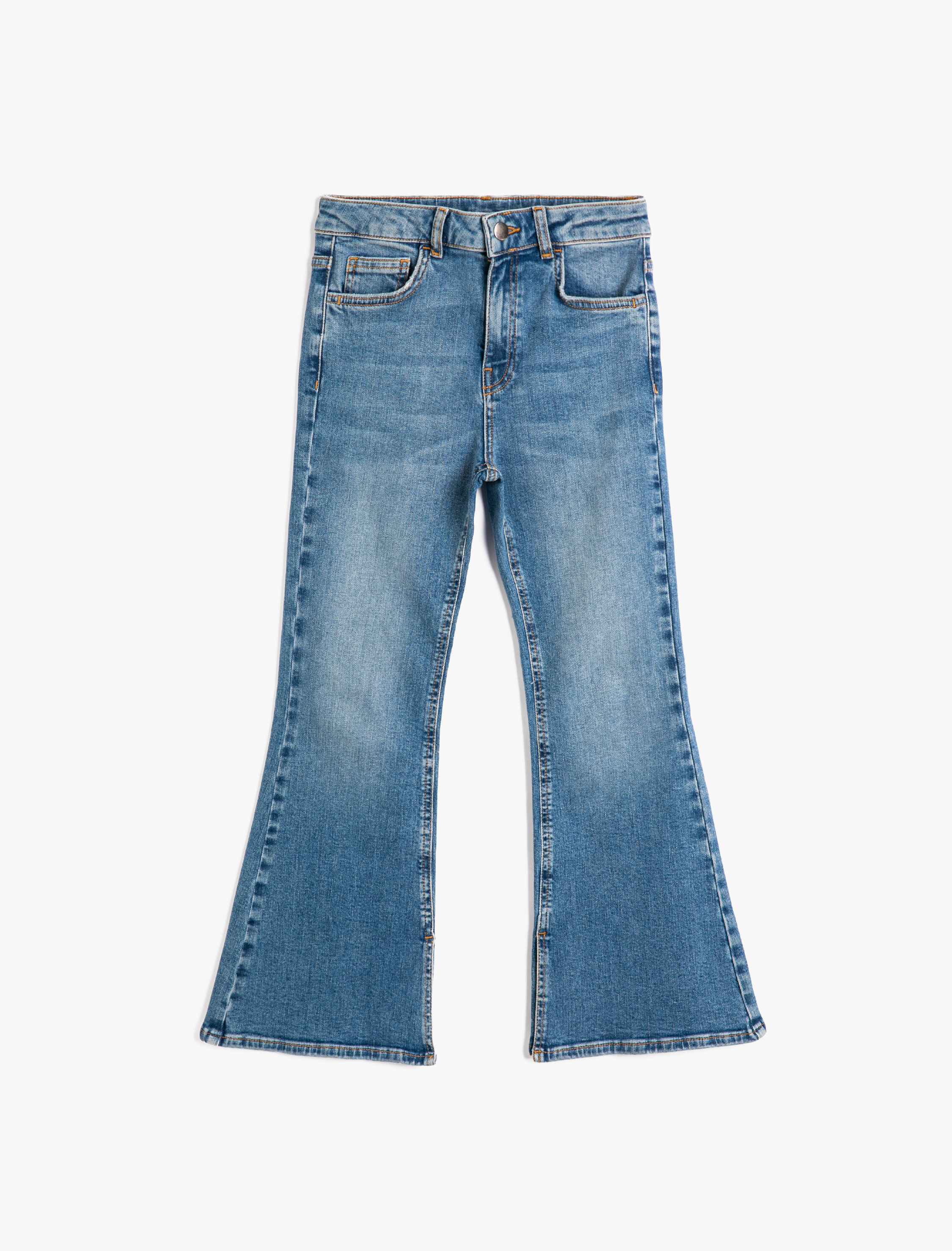  Kız Çocuk Bol Paça Kot Pantolon Pamuklu - Wide Leg Jean