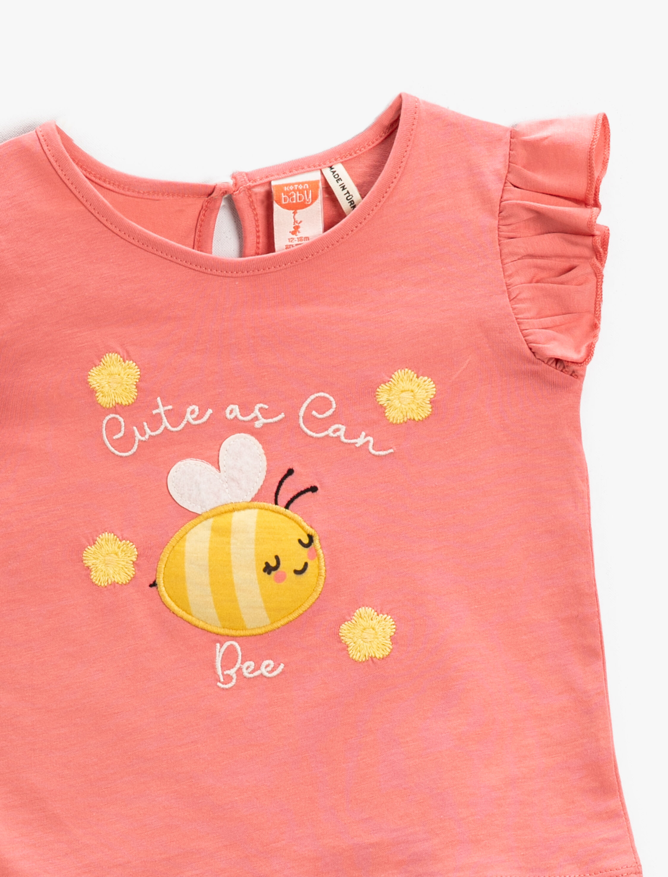  Kız Bebek Nakışlı Atlet Fırfırlı Bisiklet Yaka Pamuklu