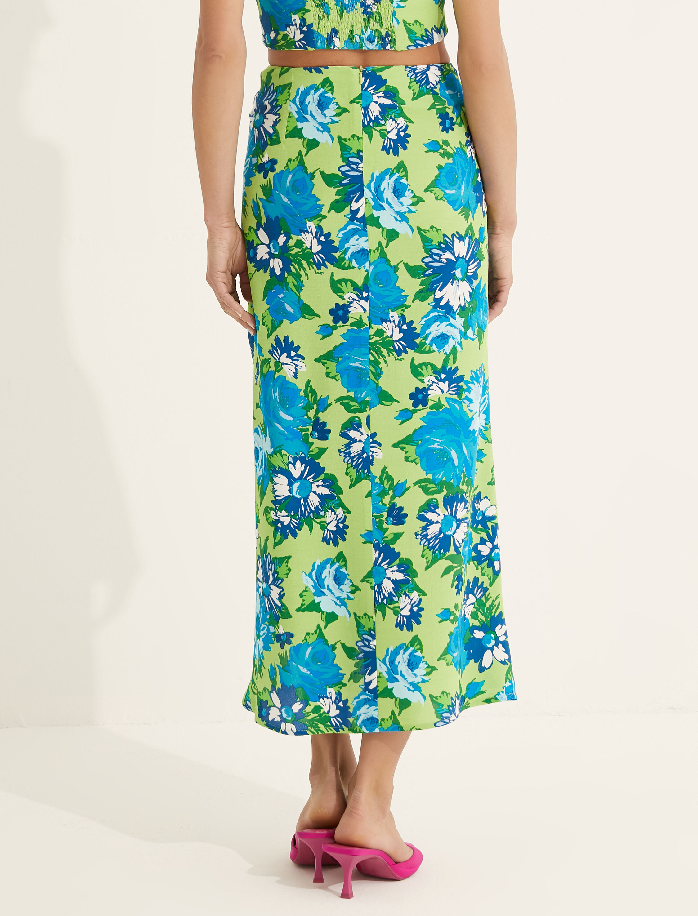   Melis Ağazat X Koton - Desenli Yırtmaçlı Etek