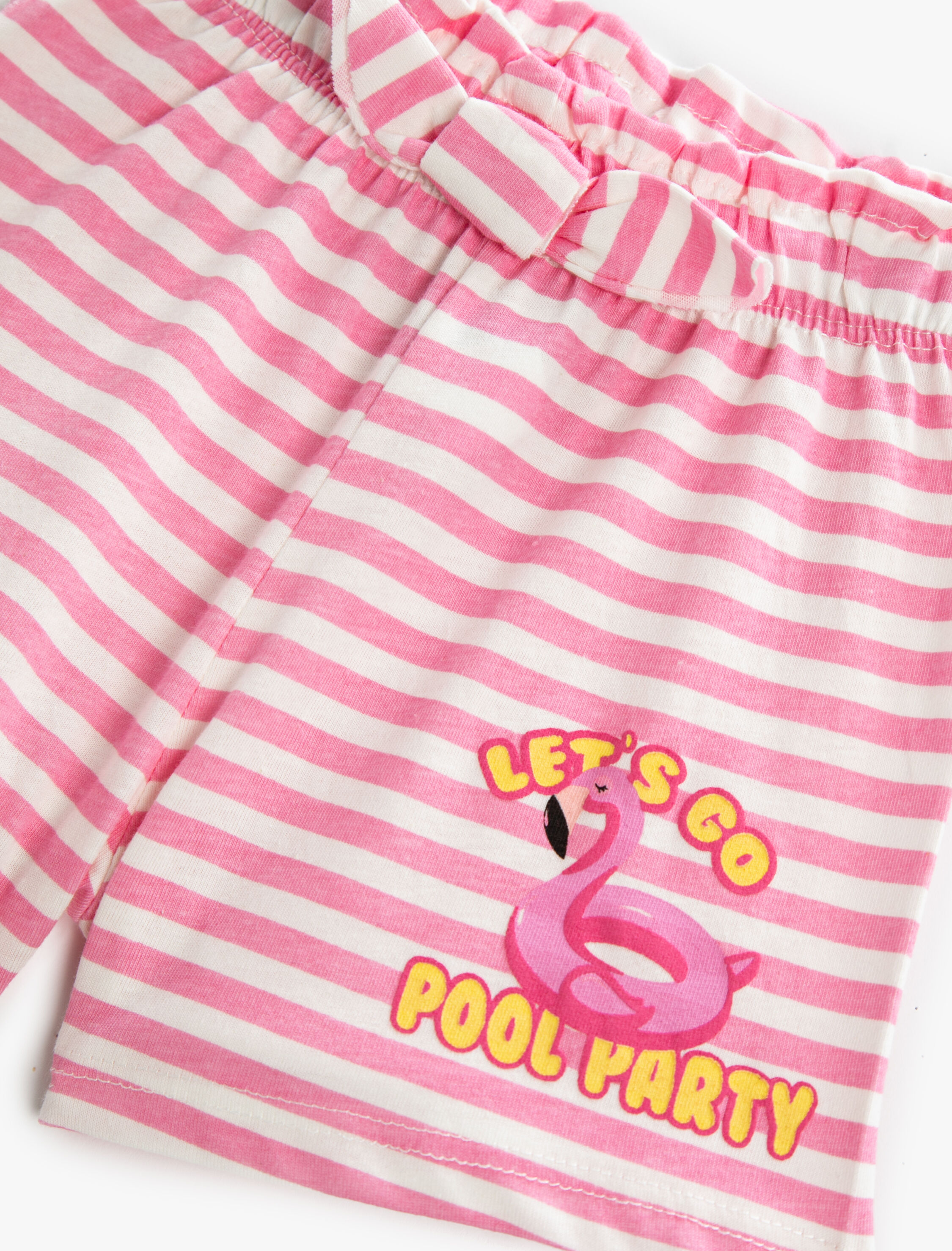  Kız Bebek Baskılı Şort Fiyonk Detaylı Pamuklu