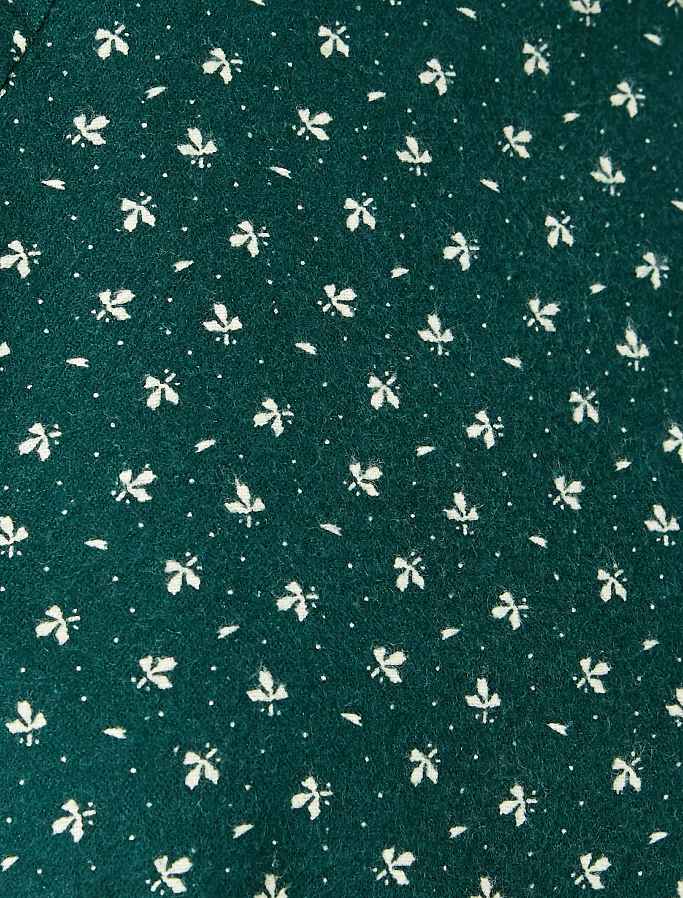   Uzun Kollu Çiçekli Fırfırlı Elbise