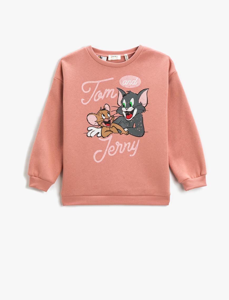  Kız Çocuk Tom ve Jerry Baskılı Sweatshirt Lisanslı