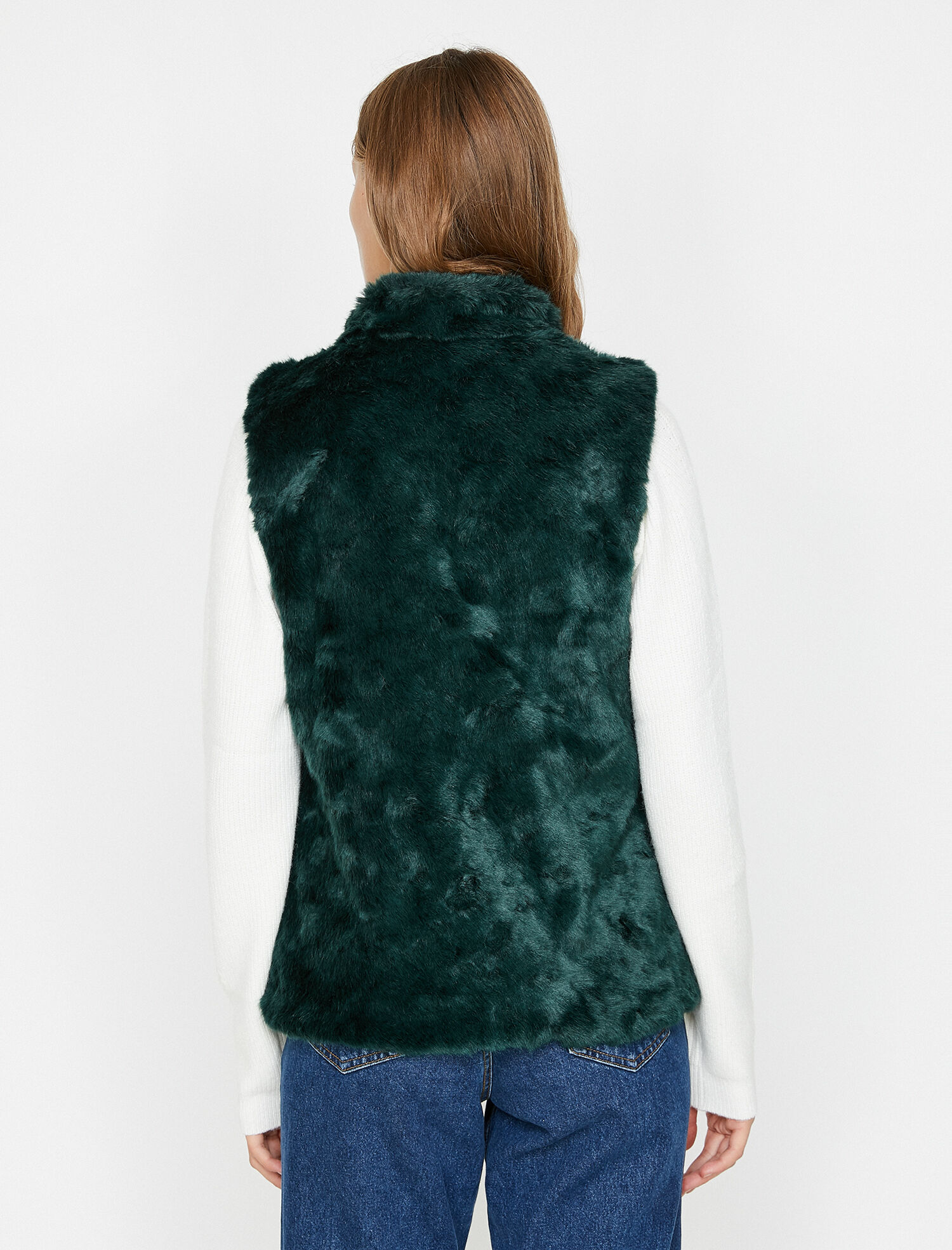   Fermuar Detaylı Peluş Yelek