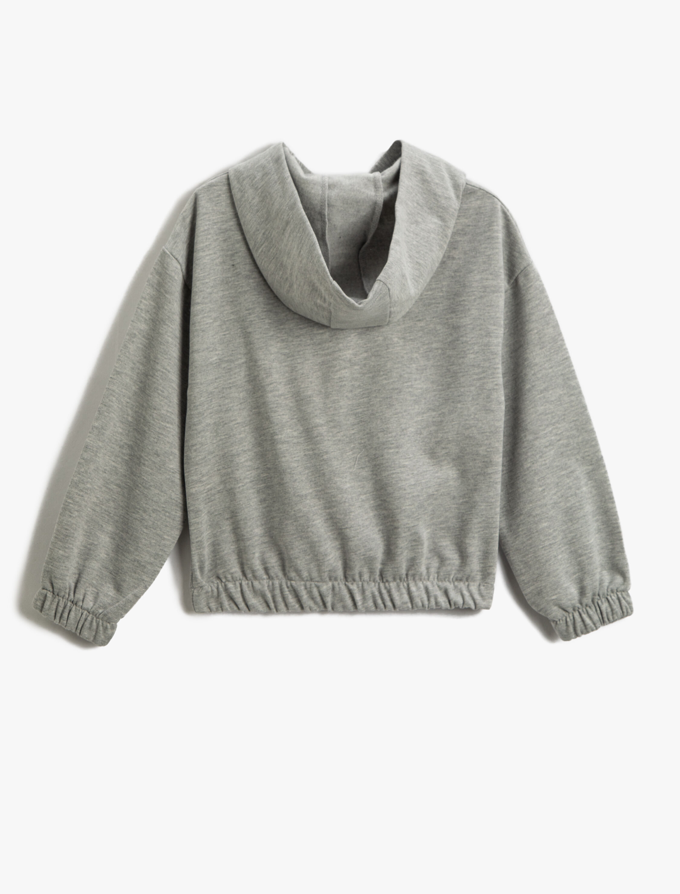  Kız Çocuk Kapüşonlu Crop Sweatshirt Baskılı Pamuklu