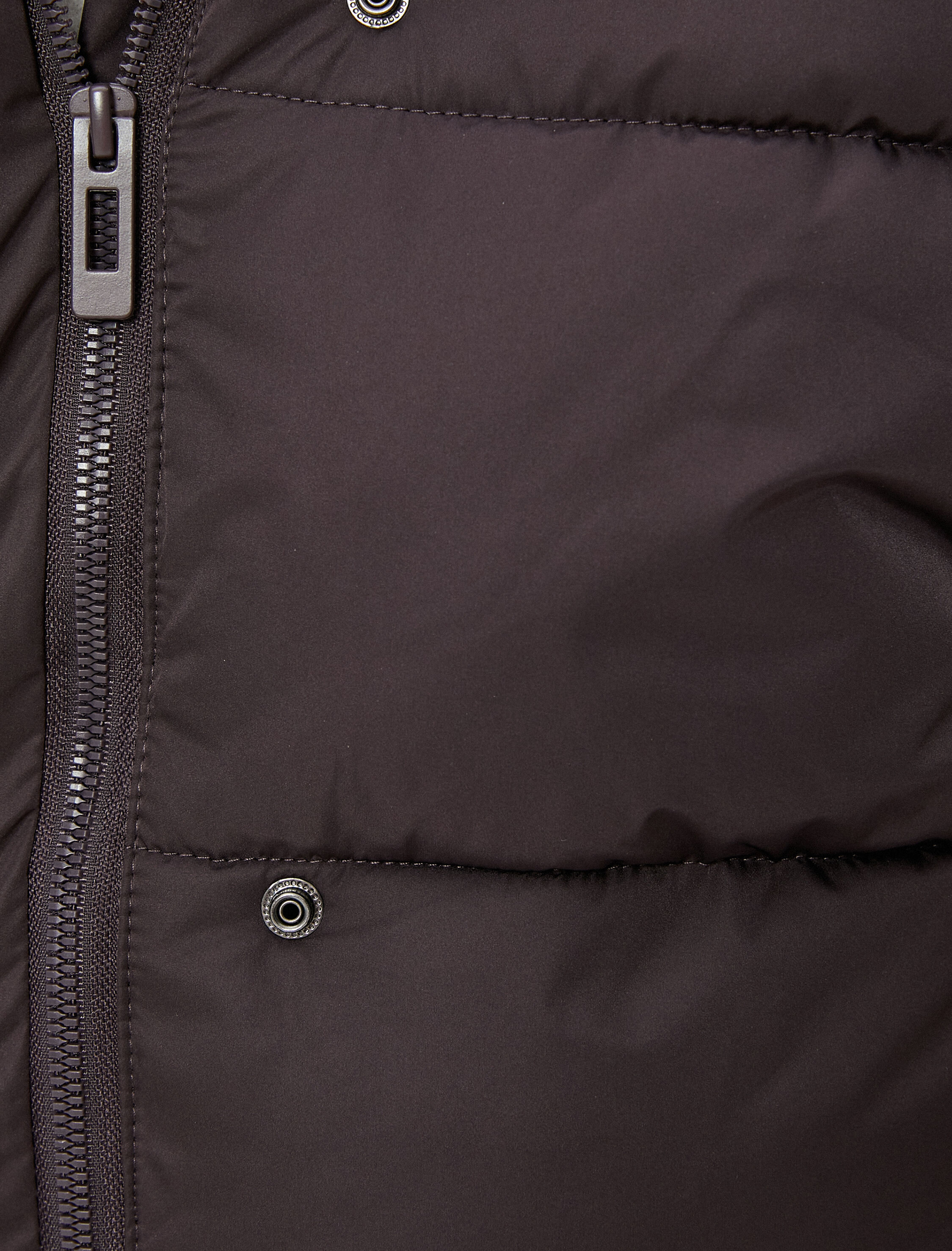   Uzun Şişme Mont Dik Yaka Cepleri Fermuarlı