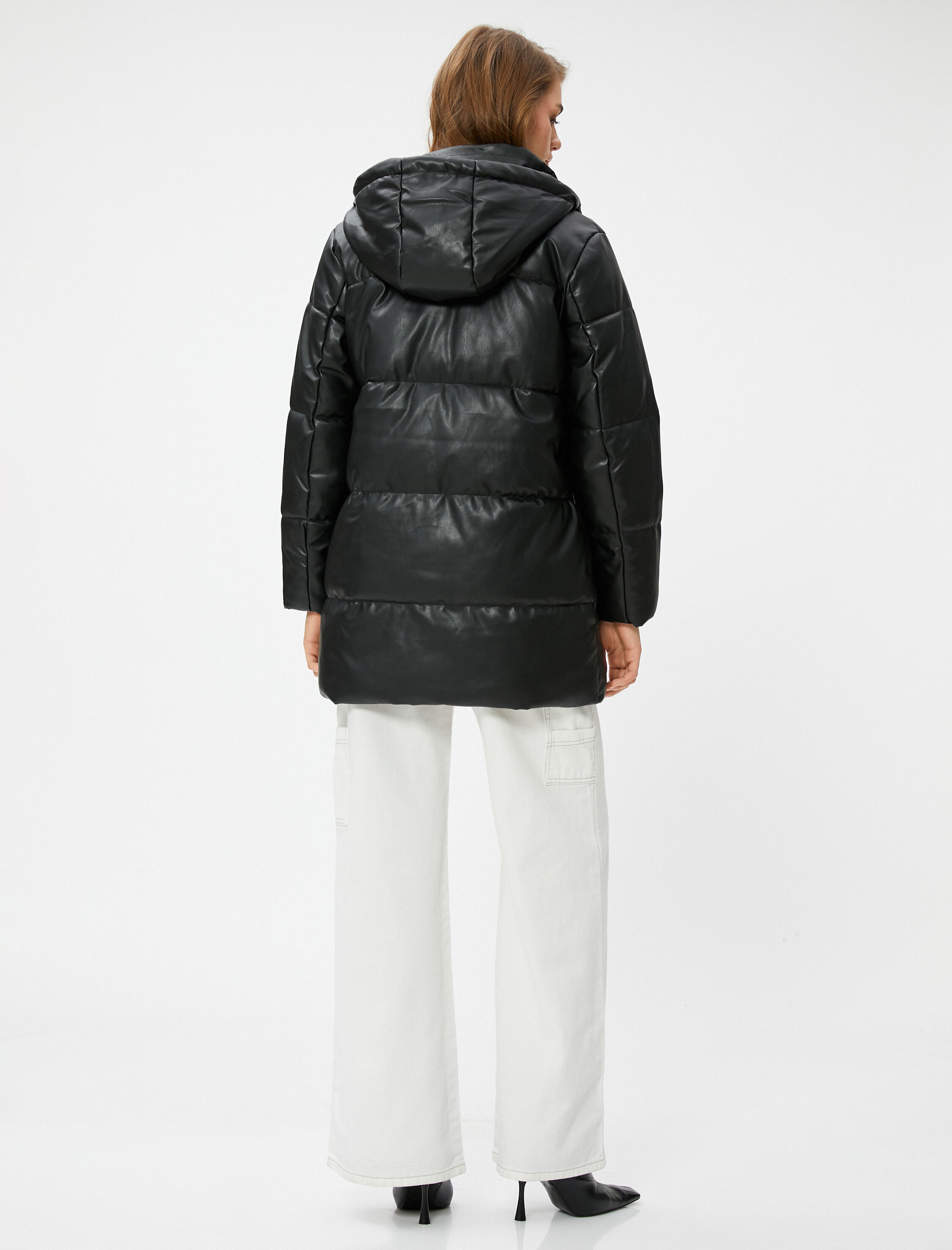   Şişme Mont Kapüşonlu Cepli Midi Boy