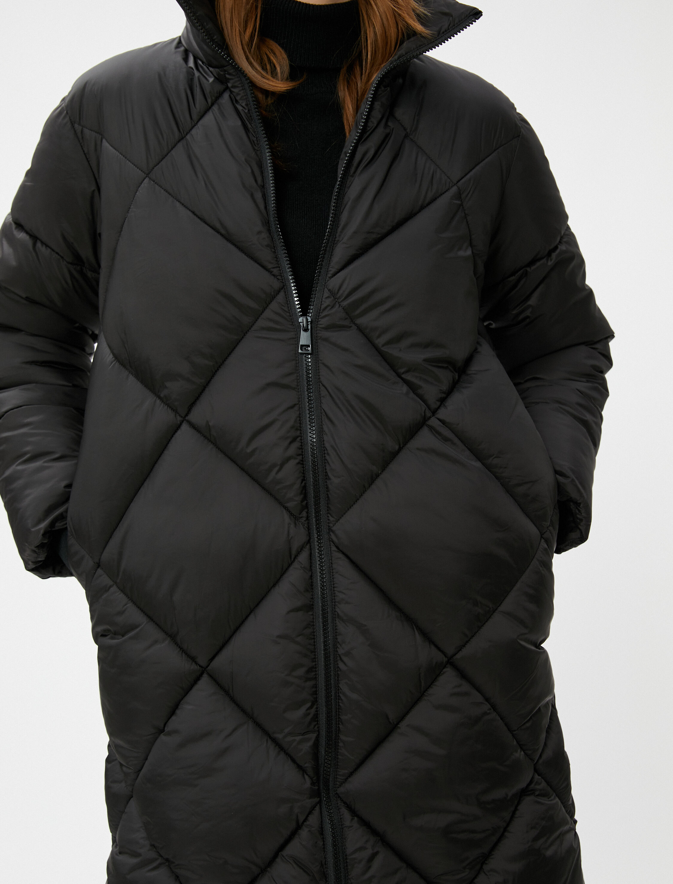   Şişme Mont Dik Yaka Cepli Fermuarlı