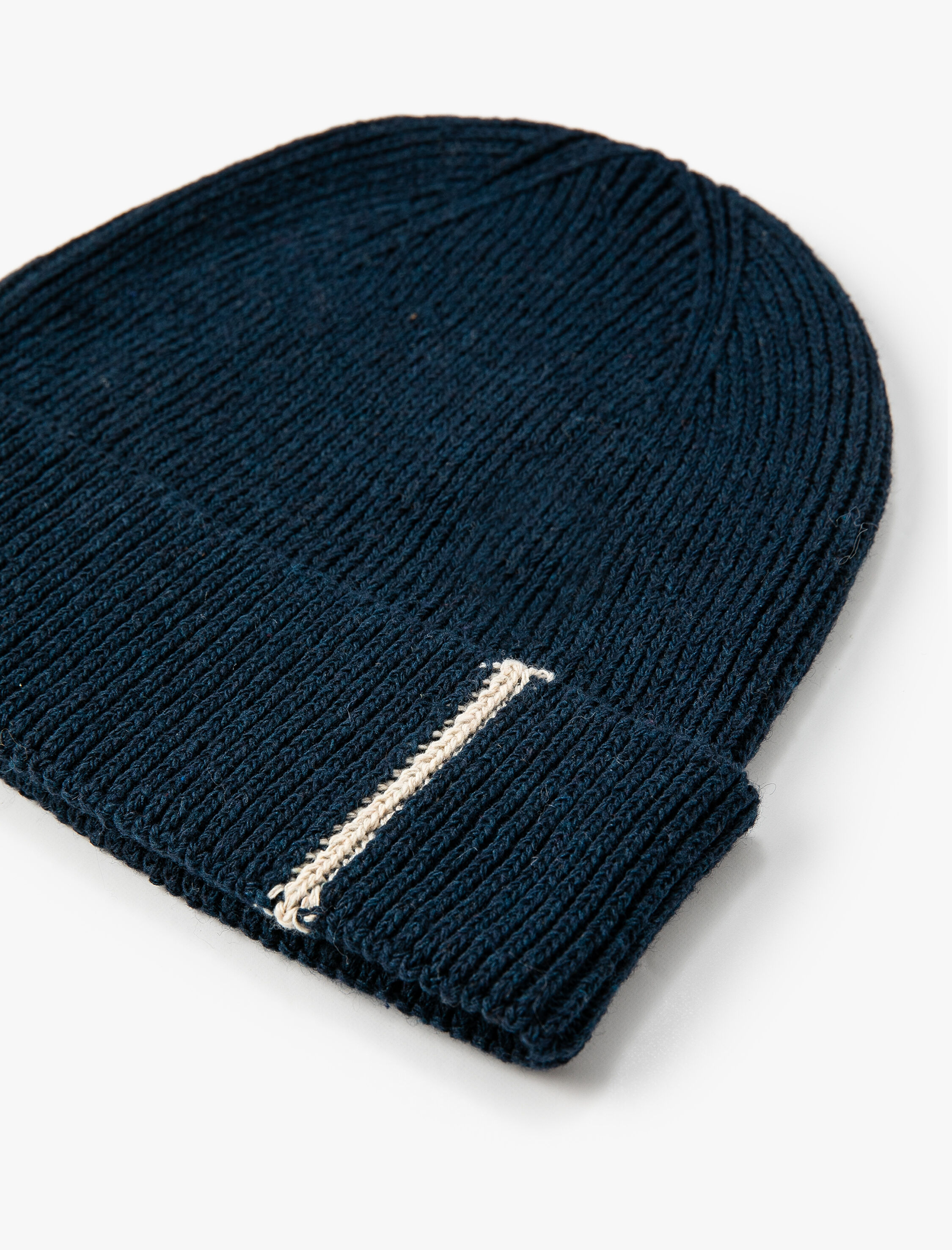  Erkek Basic Örgü Bere Katlama Detaylı Şerit Desenli