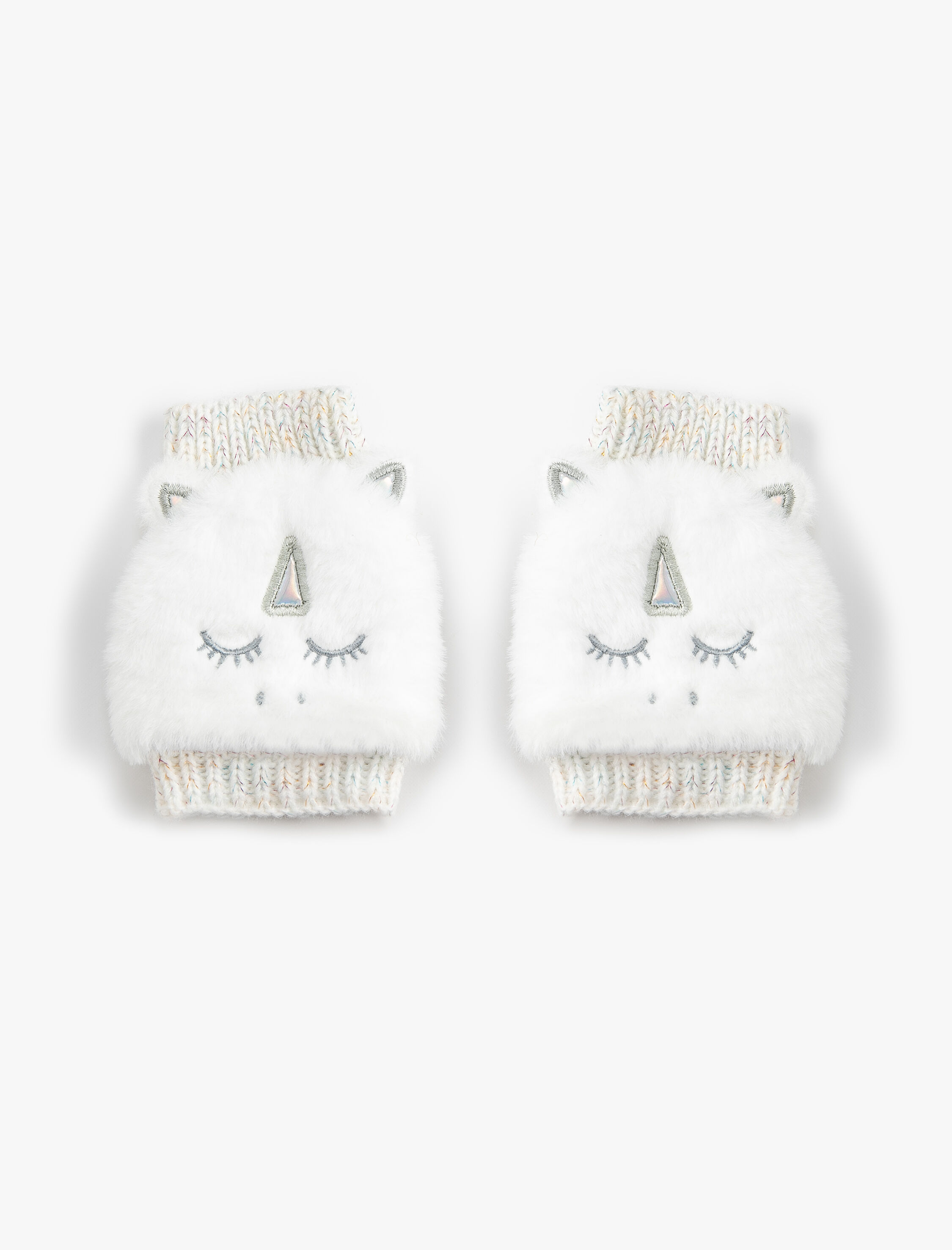  Kız Çocuk Peluş Hayvan Figürlü Kapaklı Eldiven