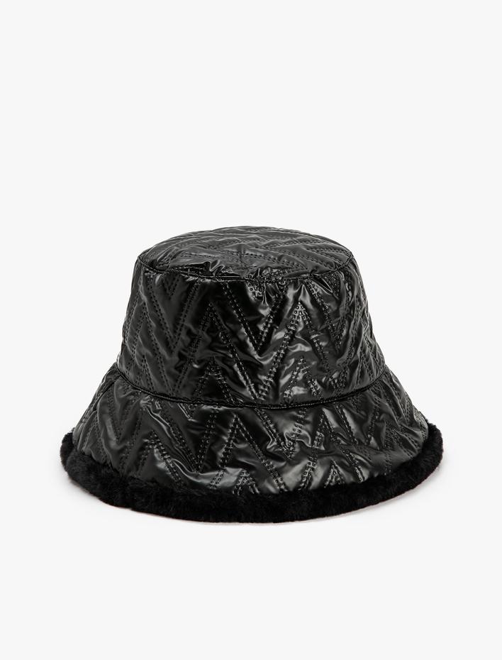 Kadın Bucket Şapka Su İtici Çift Taraflı Kapitone Balıkçı Şapkası