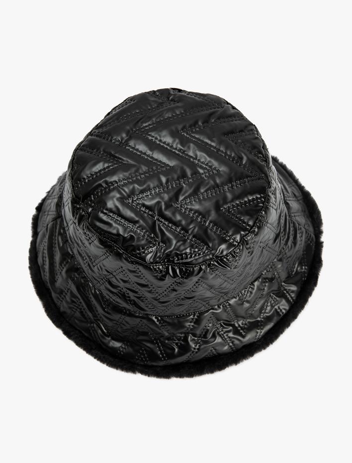 Kadın Bucket Şapka Su İtici Çift Taraflı Kapitone Balıkçı Şapkası