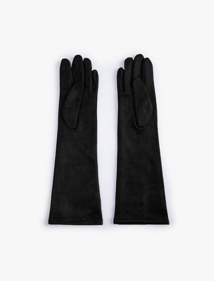 Kadın Uzun Eldiven Süet Görünümlü