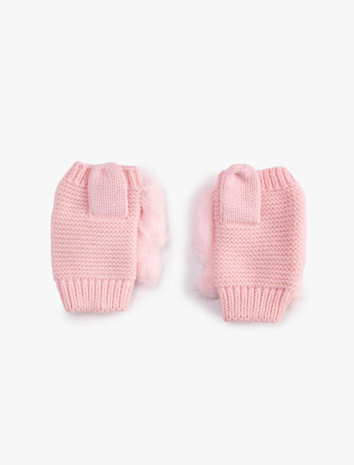 Kız Çocuk Peluş Hayvan Figürlü Kapaklı Eldiven