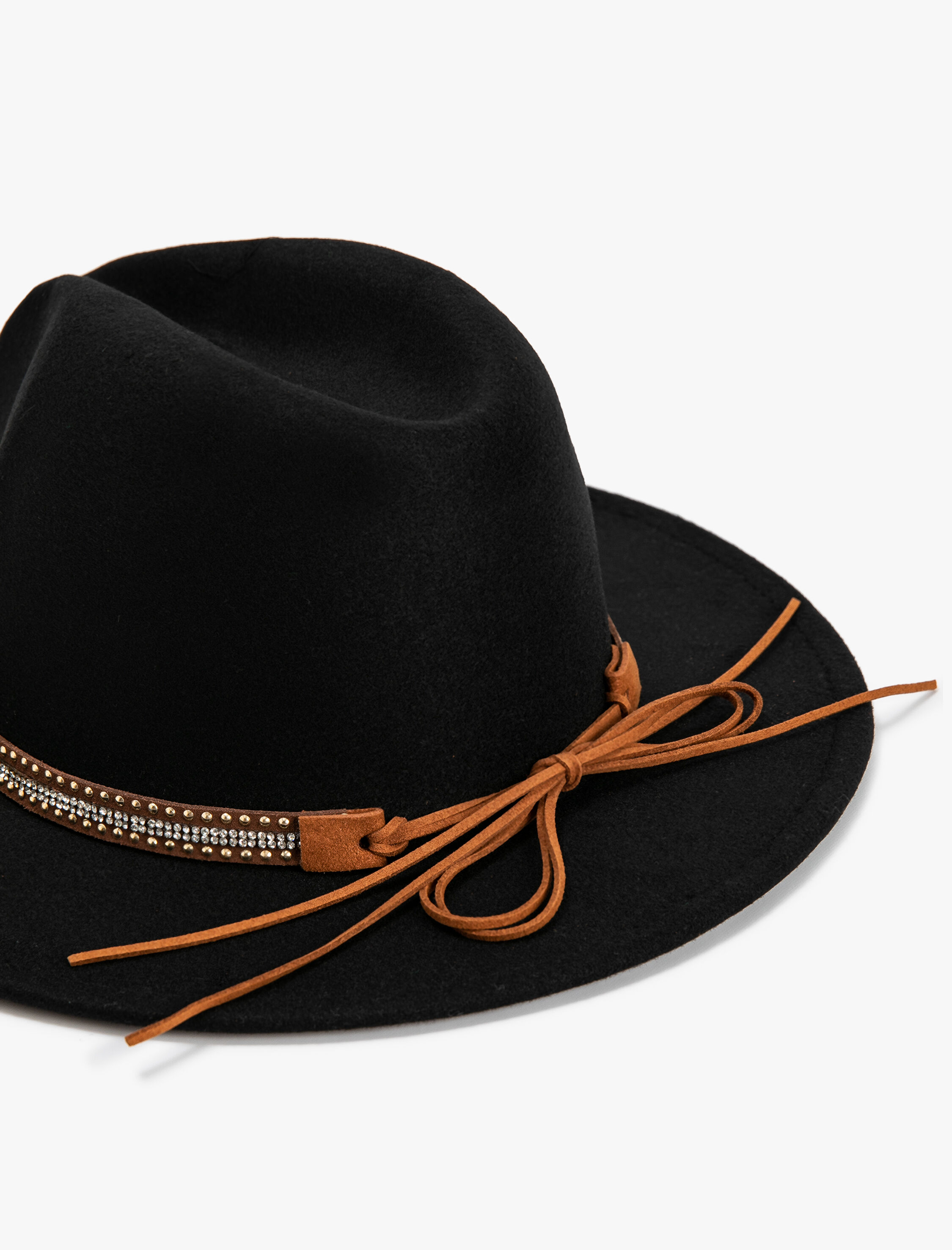  Kadın Fötr Şapka Fiyonk Detaylı