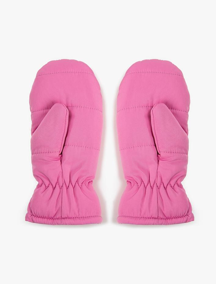 Kız Çocuk Şişme Eldiven Tek Parmak Parlak Polar Astarlı
