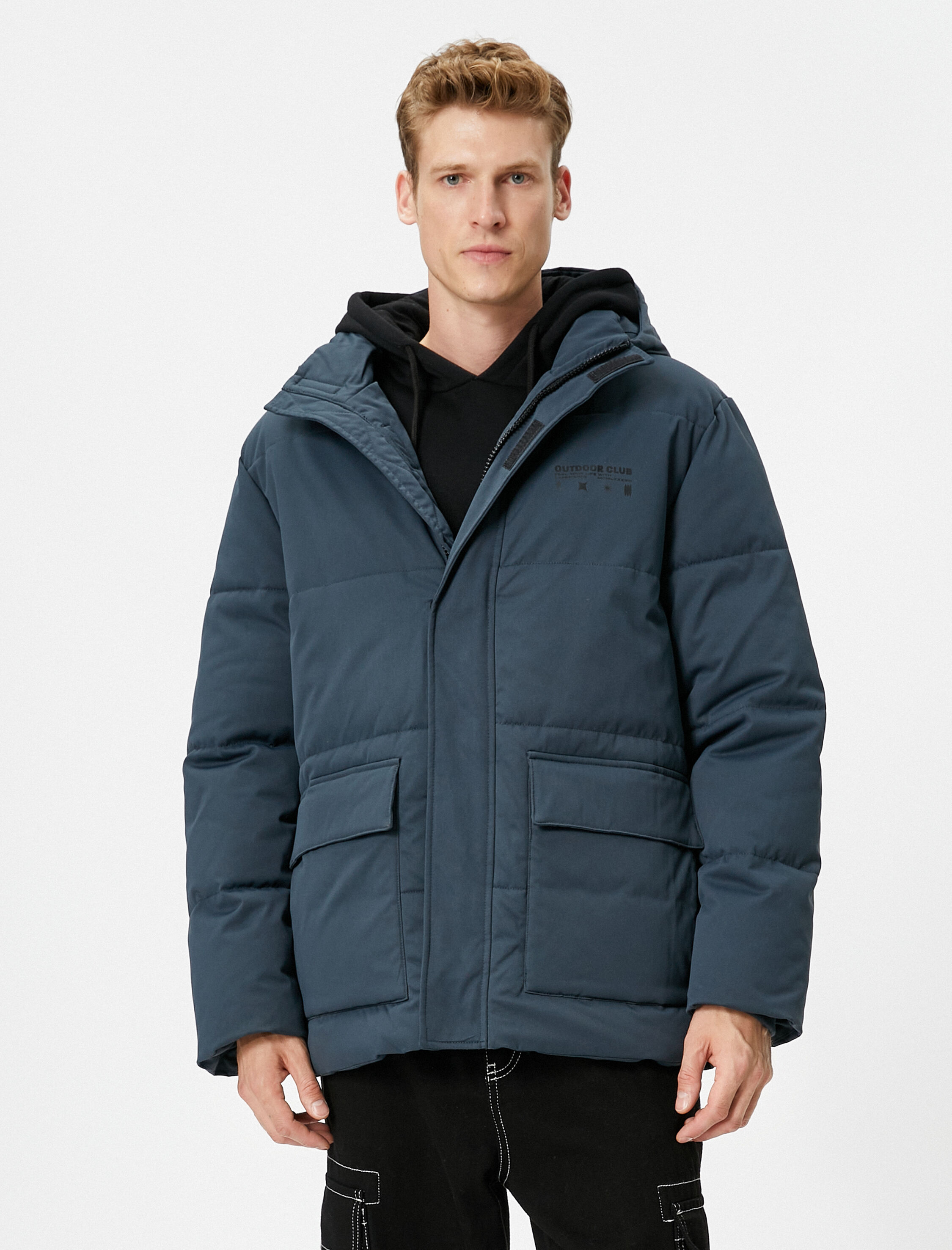   Anorak Mont Kapşonlu Cep Detaylı Baskılı Fermuarlı