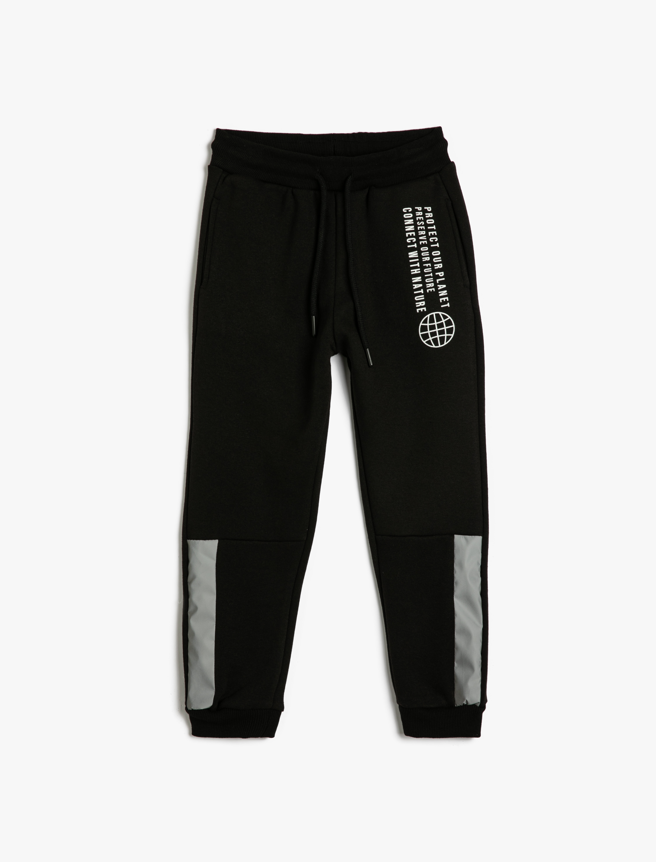  Erkek Çocuk Jogger Eşofman Altı Beli Bağlamalı Cepli Baskı Detaylı Şardonlu