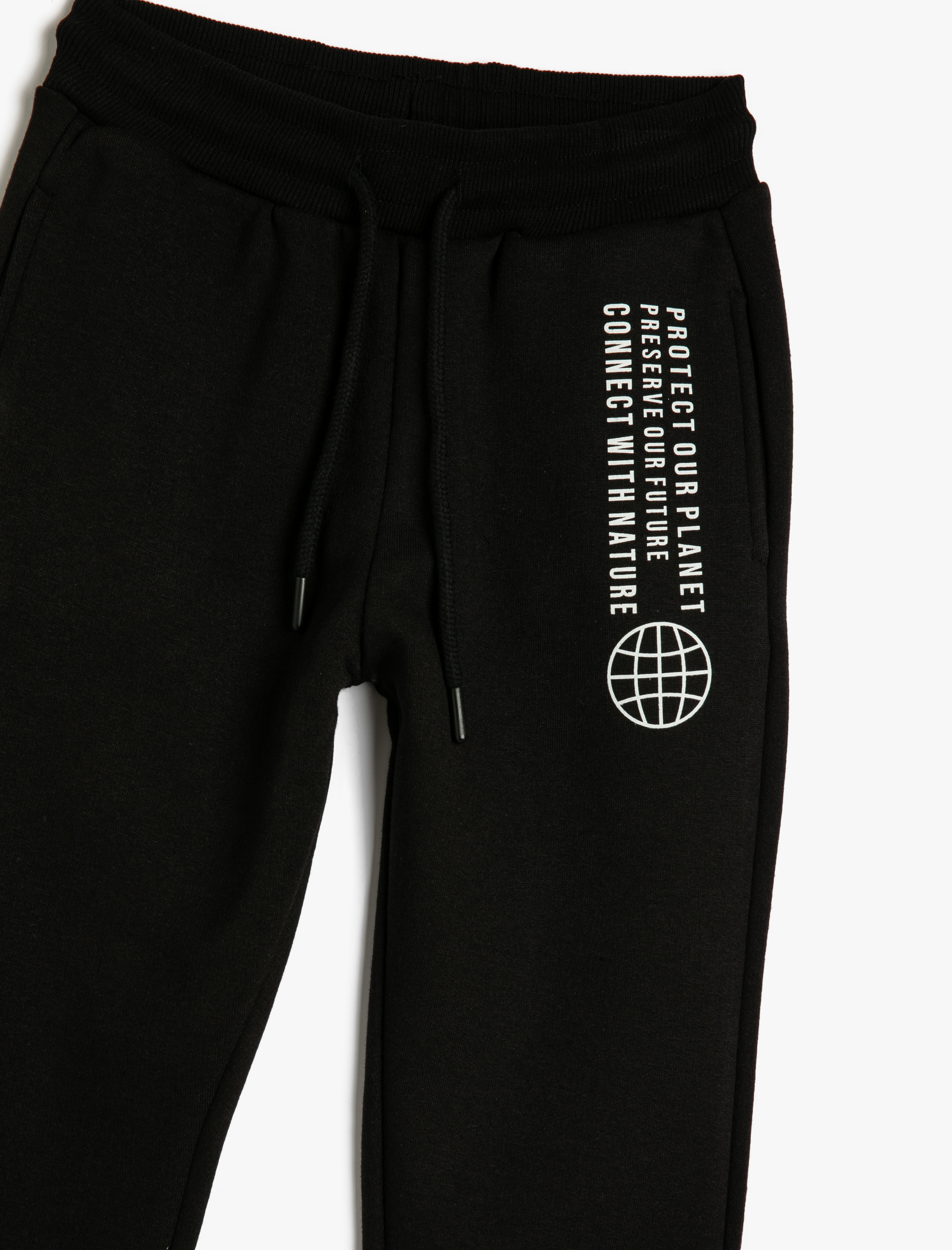  Erkek Çocuk Jogger Eşofman Altı Beli Bağlamalı Cepli Baskı Detaylı Şardonlu