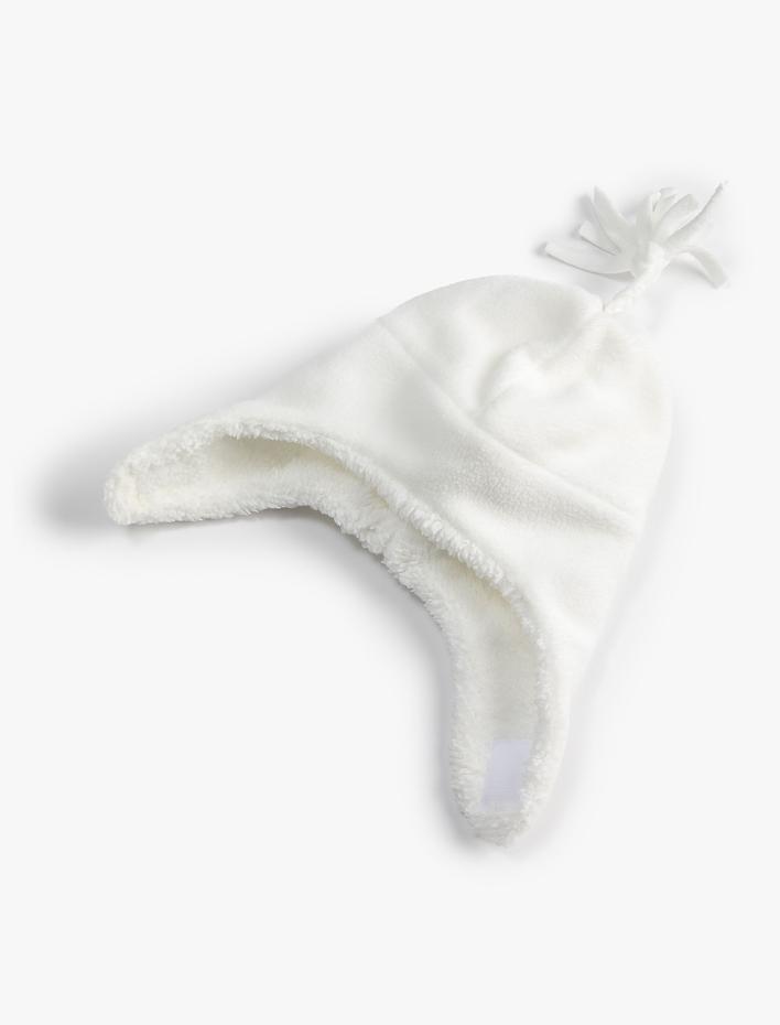 Kız Bebek Peluş Kulak Kapaklı Bere İçi Polarlı