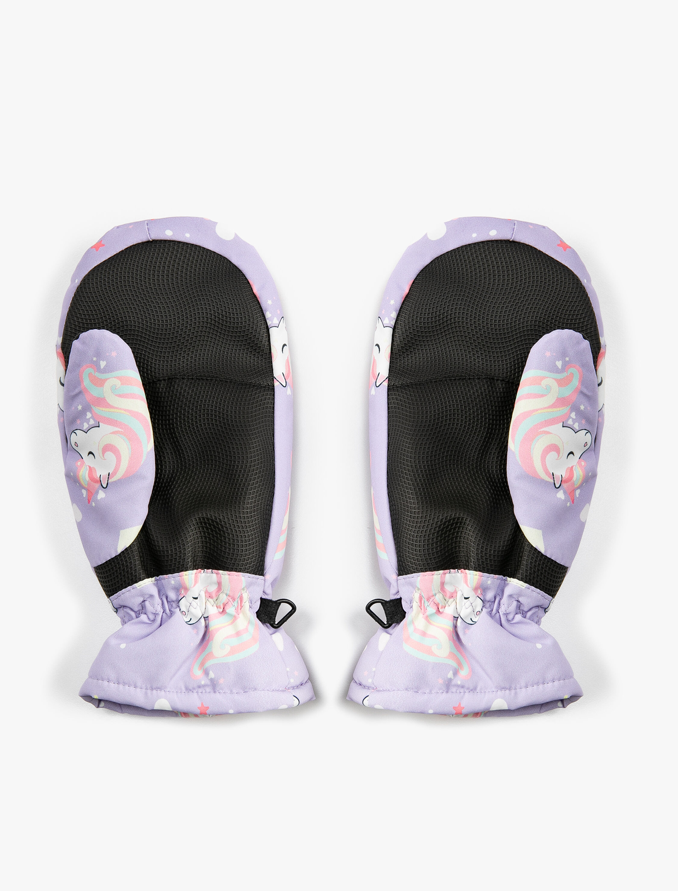  Kız Çocuk Parmaksız Polar Eldiven Unicorn Baskılı Polar Astarlı