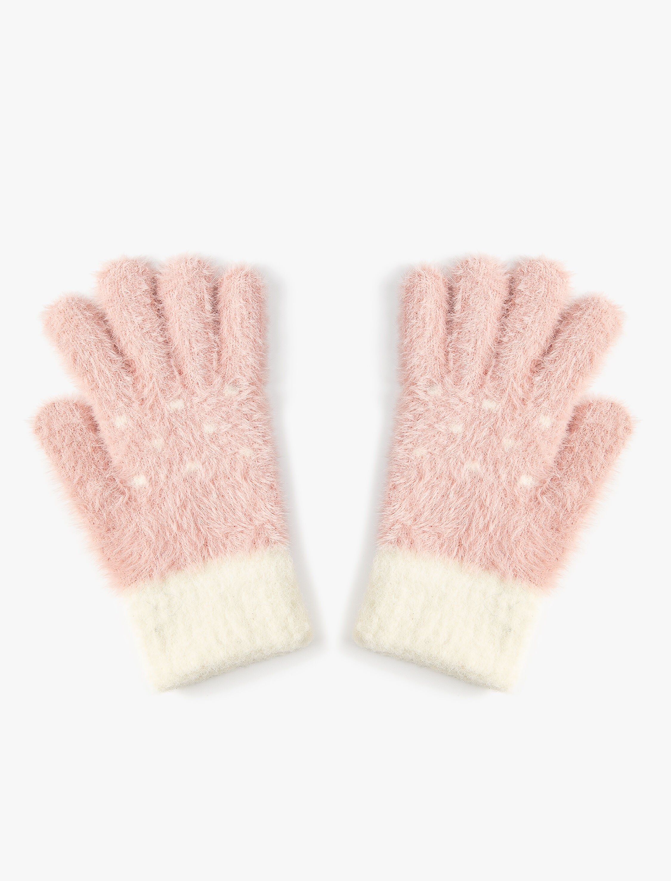  Kız Çocuk Peluş Eldiven Renk Bloklu