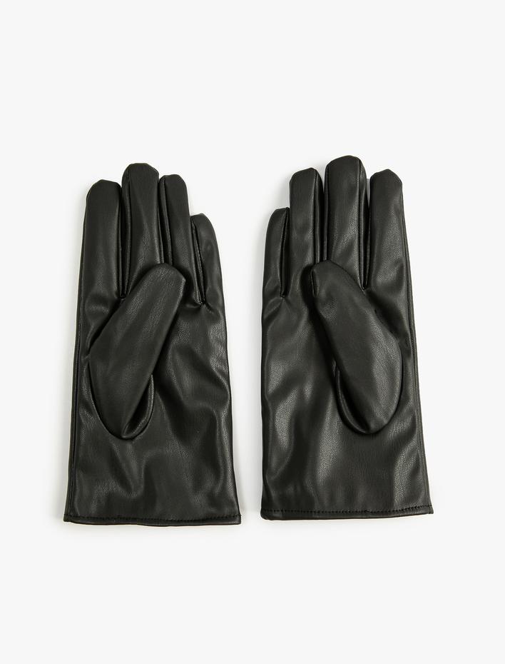 Erkek Deri Görünümlü Eldiven Dikiş Detaylı