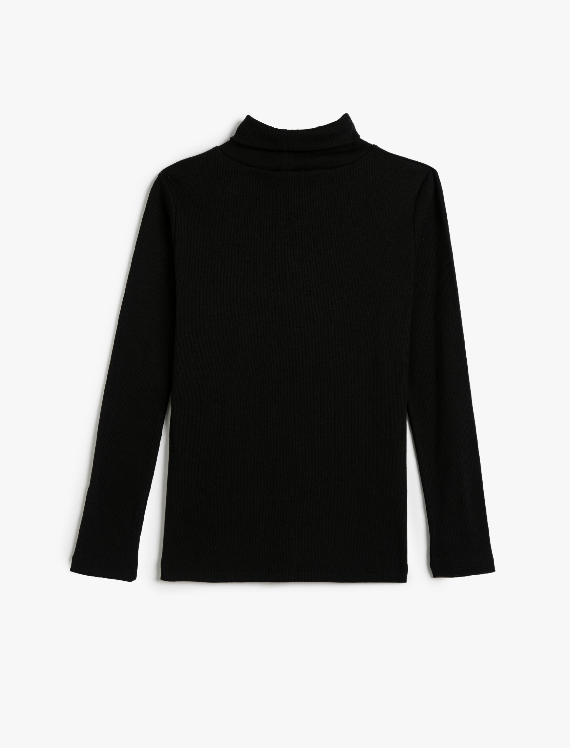  Kız Çocuk Balıkçı Yaka Tişört Basic Uzun Kollu Fitilli Pamuklu