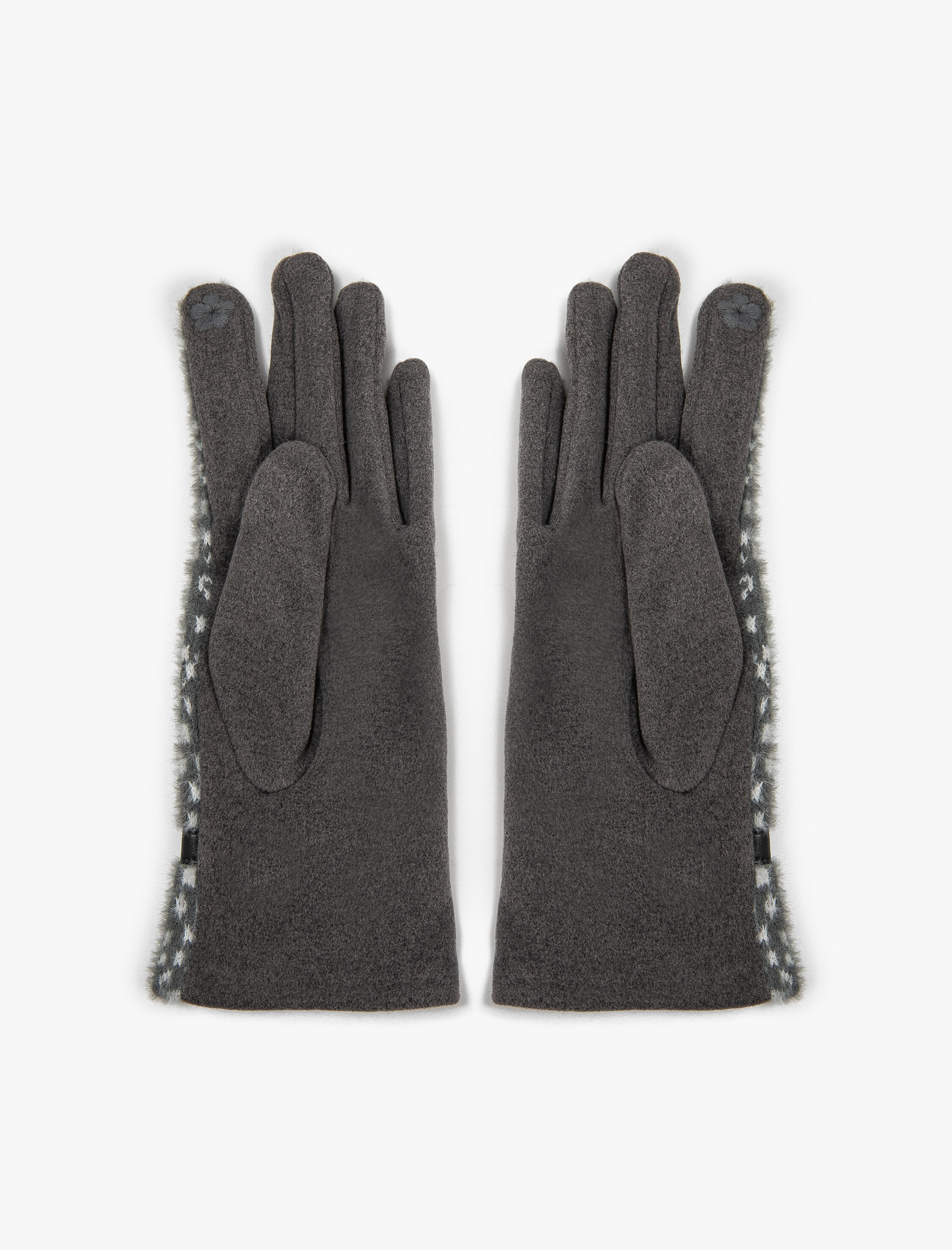  Kadın Peluş Eldiven Bant Detaylı Desenli