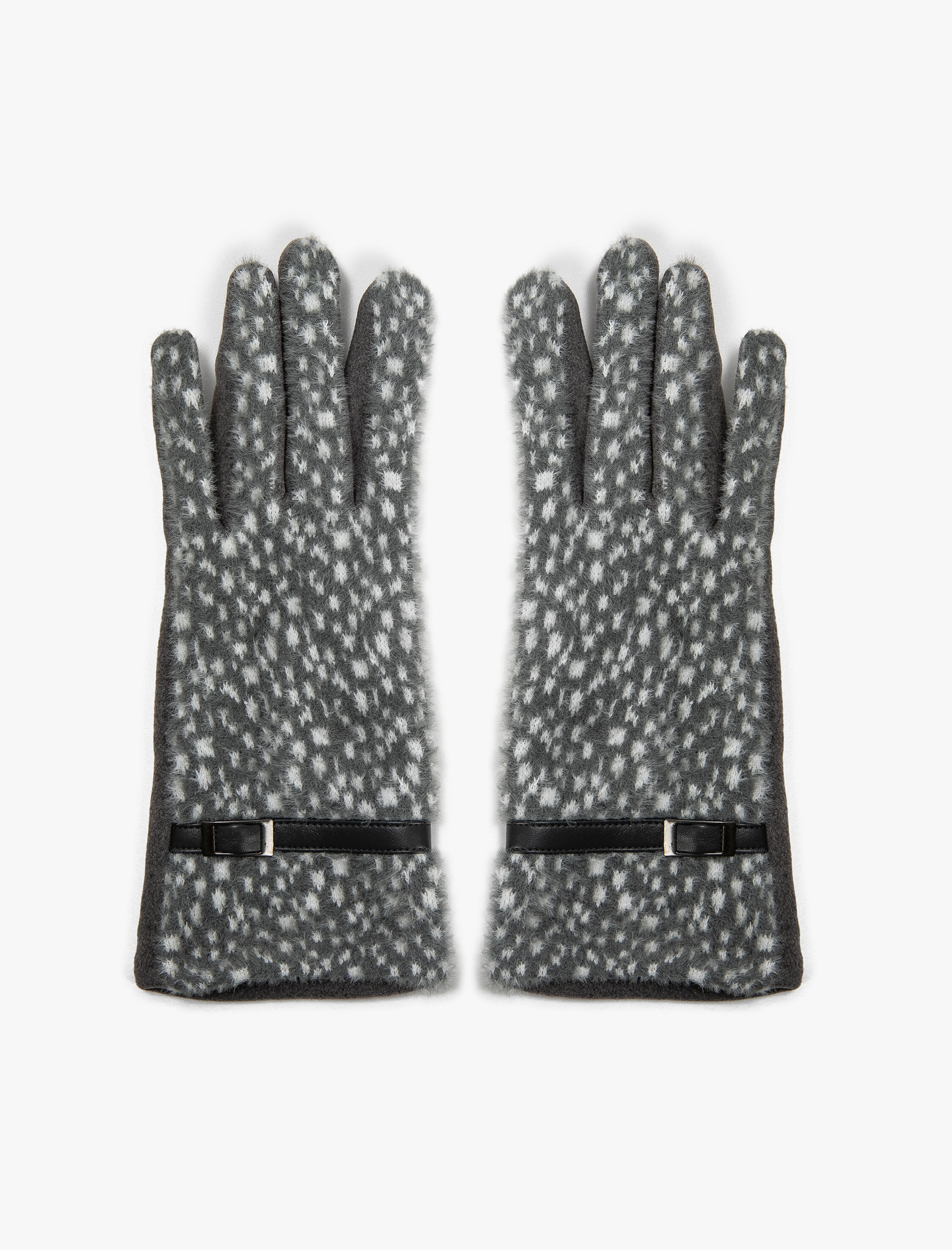  Kadın Peluş Eldiven Bant Detaylı Desenli